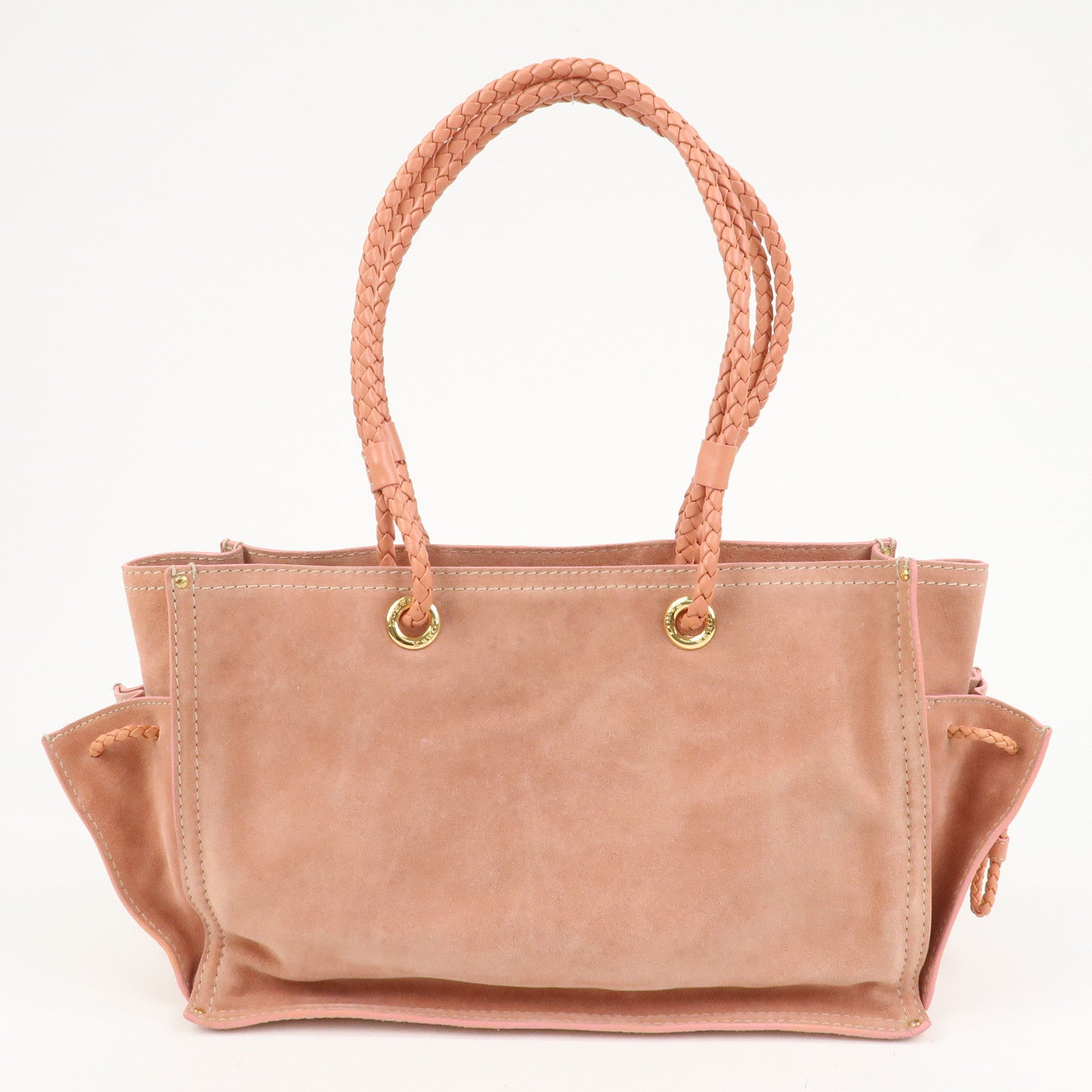 LOEWE Suede Leather Shopper Tote Bag Shoulder Bag Pink