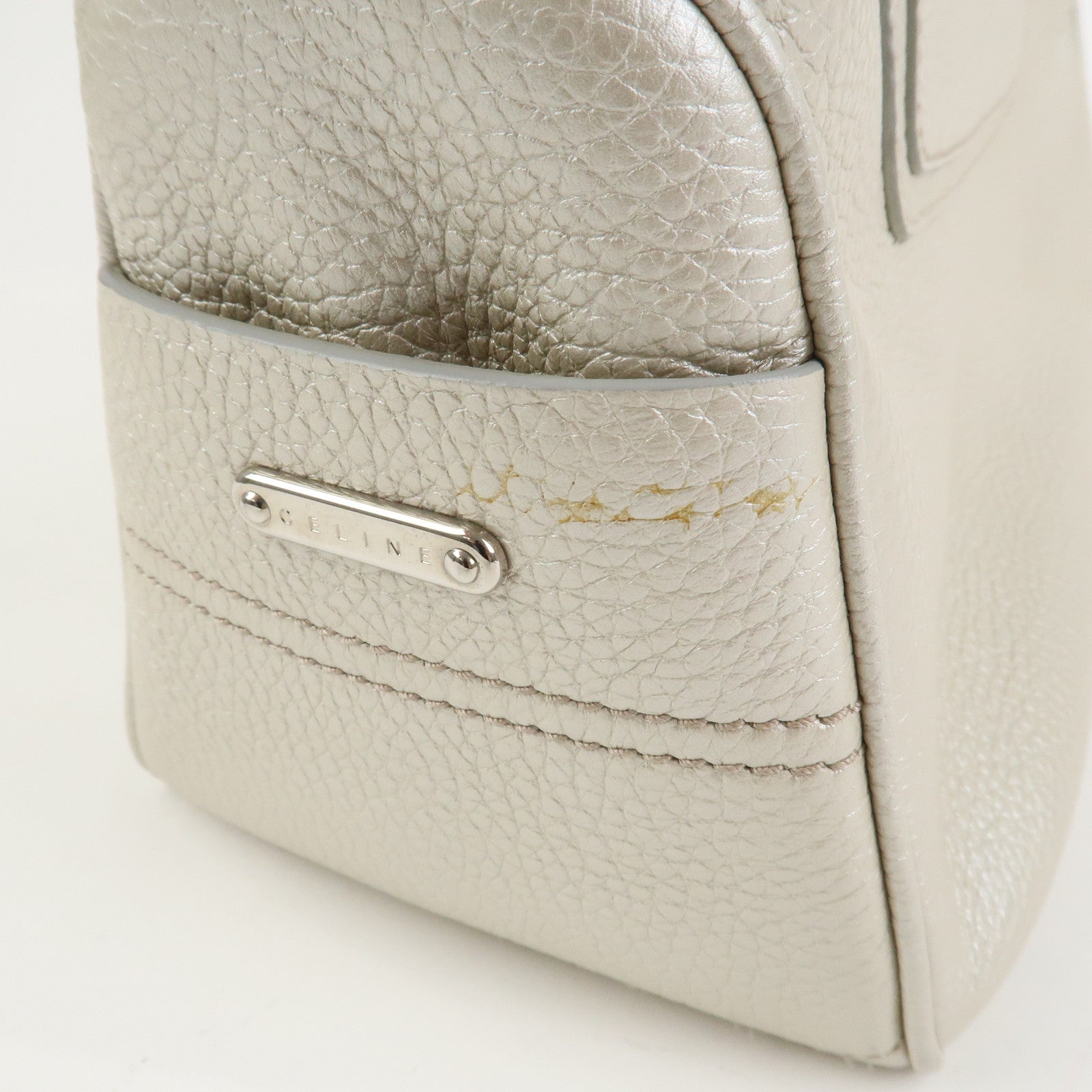 CELINE Macadam Engraved Leather Boogie Bag Hand Bag Gold