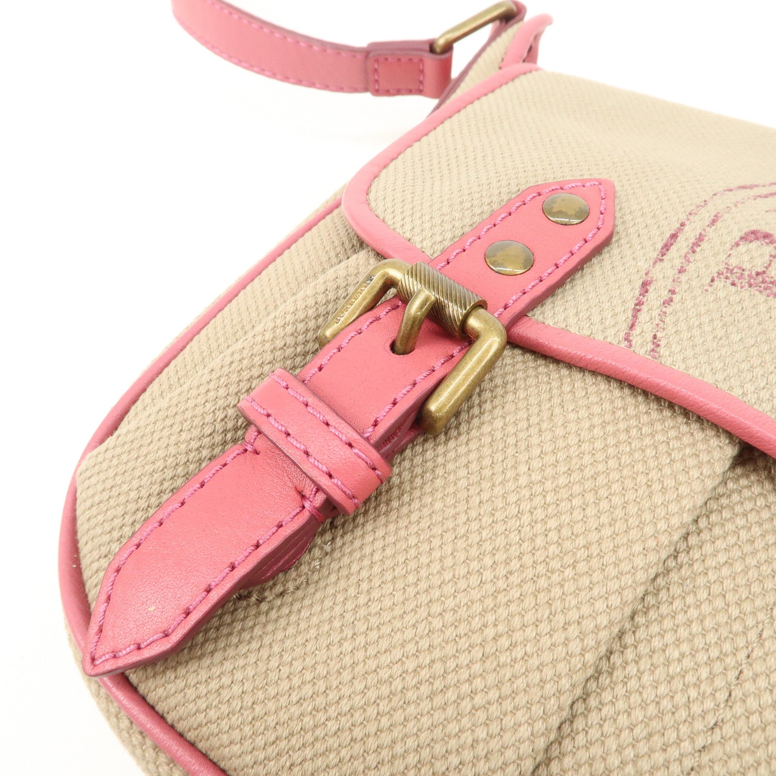 BURBERRY Children Canvas Leather Shoulder Bag Crossbody Bag Beige