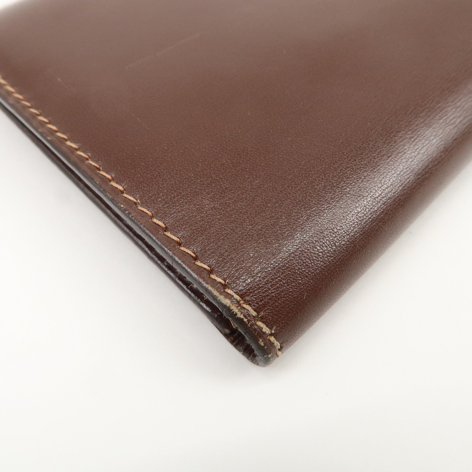 HERMES Béarn Classic Leather Long Wallet F Stamped Brown