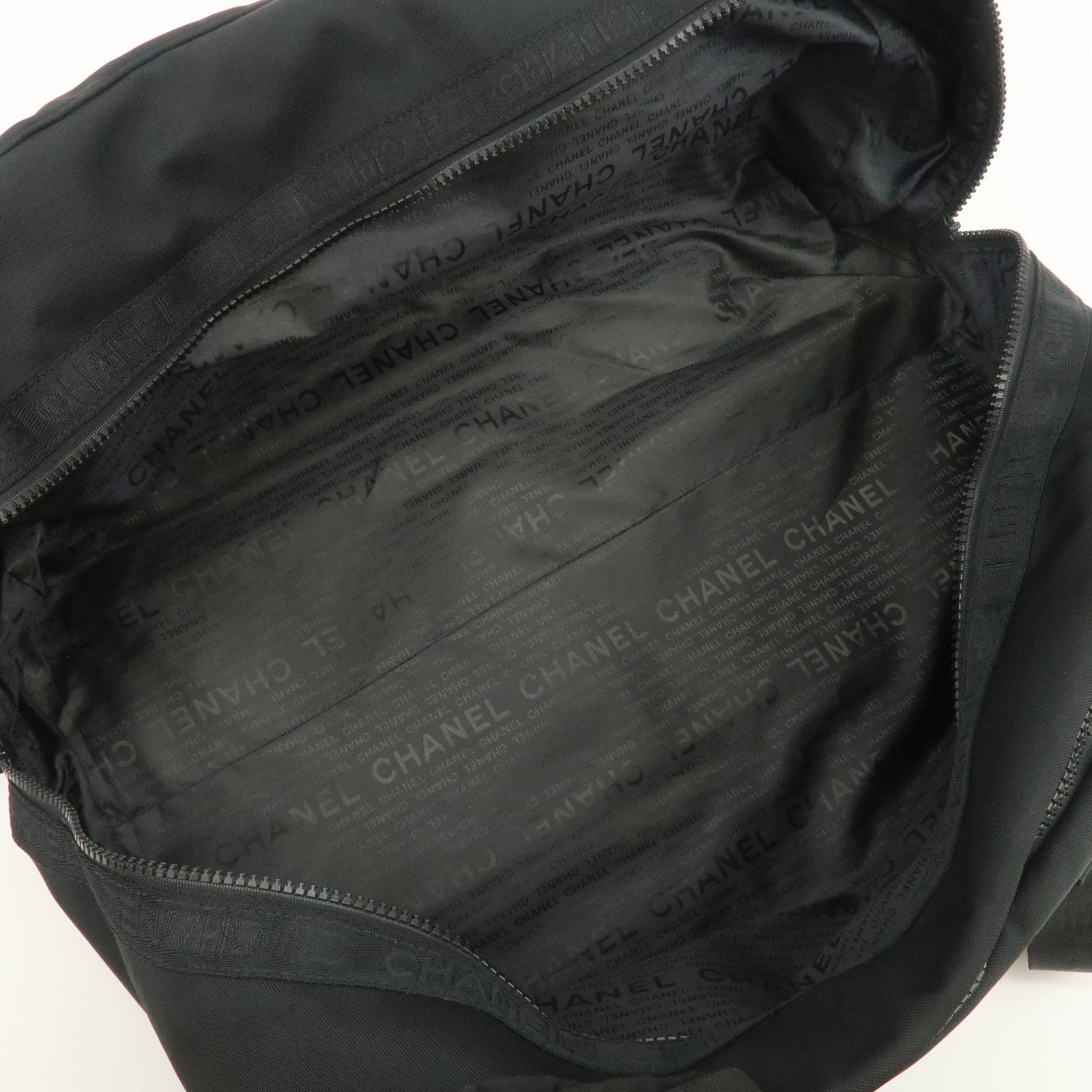 CHANEL Sports Line COCO Mark Nylon Boston Bag Hand Bag Black