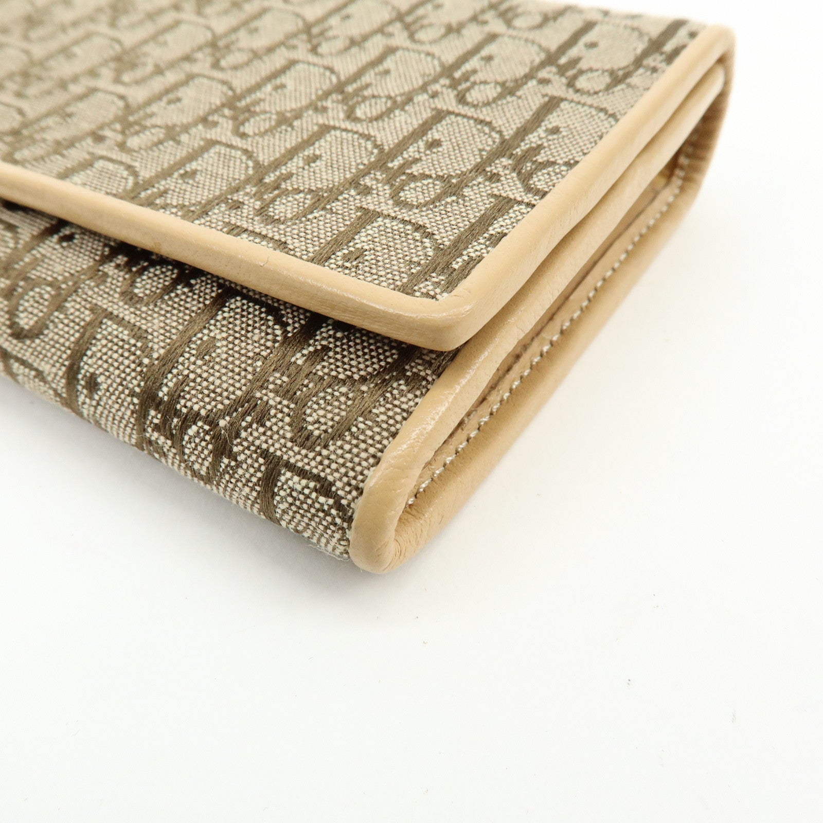 Christian Dior Trotter Jaquard Canvas Leather Long Wallet Brown