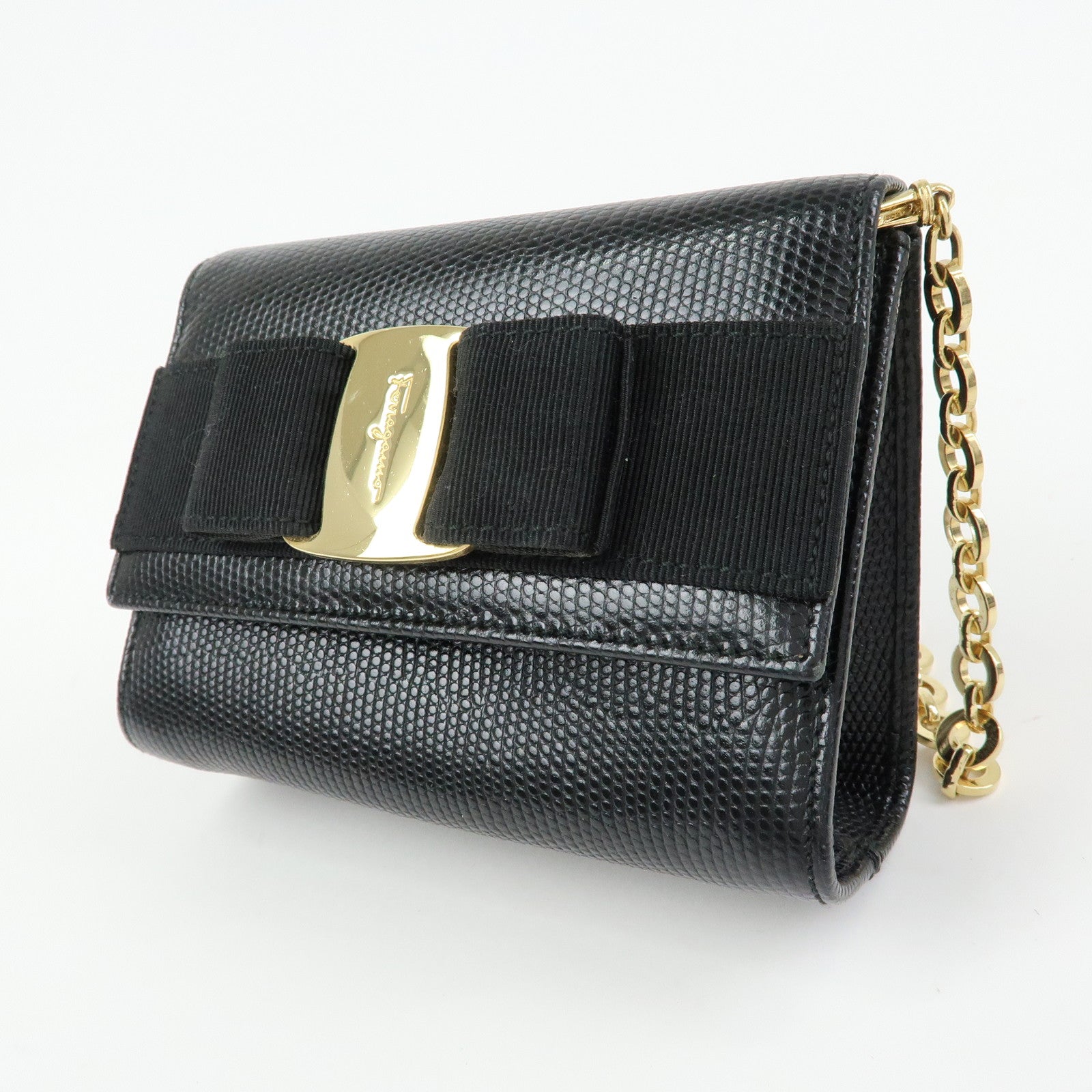 Ferragamo Vara Ribbon Embossed Leather 3Way Bag Chain Shoulder Bag