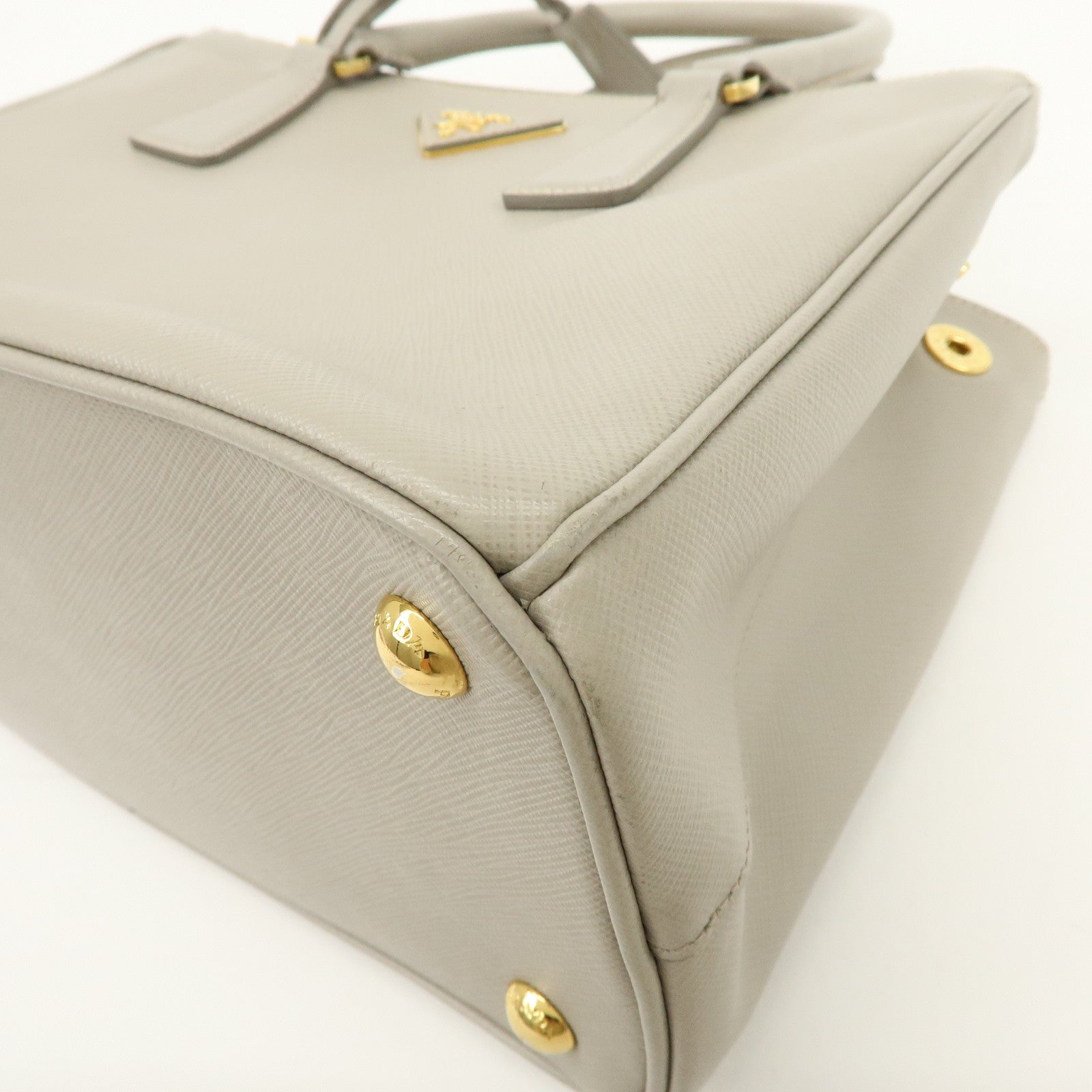 PRADA Triangle Logo Galleria 2Way Bag Shoulder Bag Gray BN2863