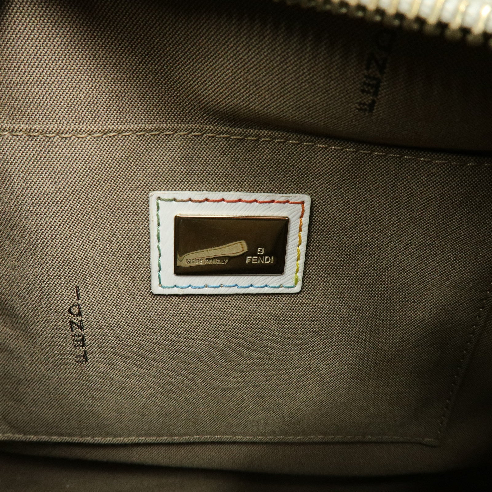 FENDI Zucca PVC Canvas Leather Boston Bag White Multicolor 8BL068