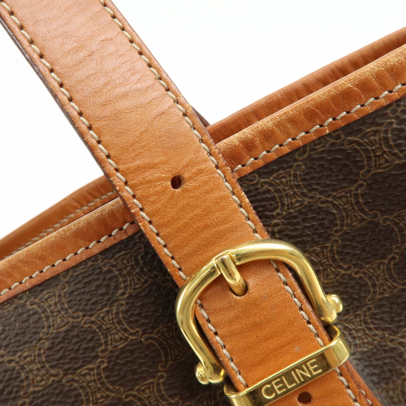 CELINE Macadam PVC Leather Tote Bag Shoulder Bag Brown