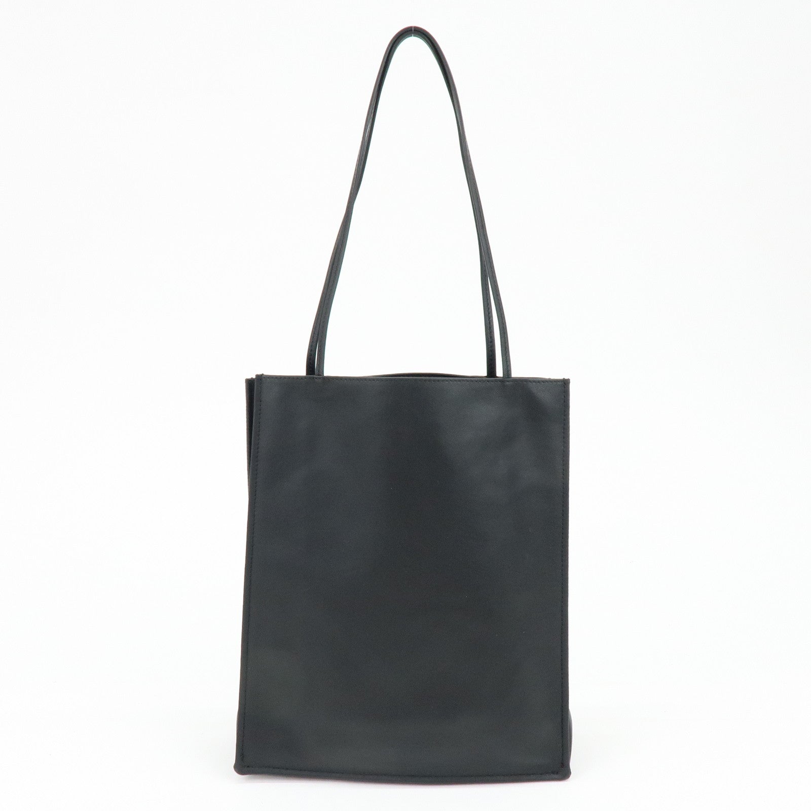 THE ROW To Go Tote Large Lamb Skin Leather Tote Shoulder Bag Black