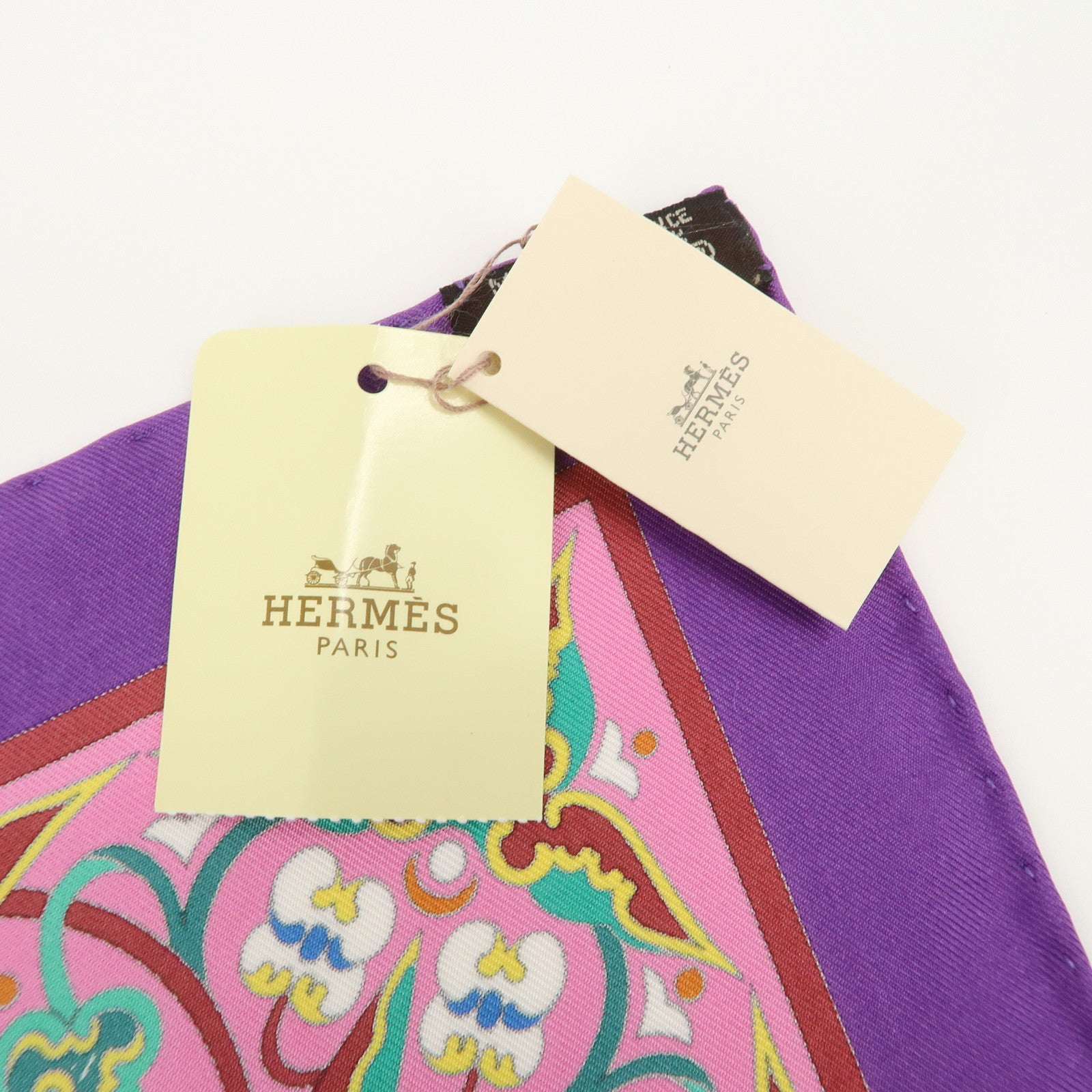 HERMES Carre 90 Silk 100% Scarf CIELS BYZANTINS Purple Multicolor Used