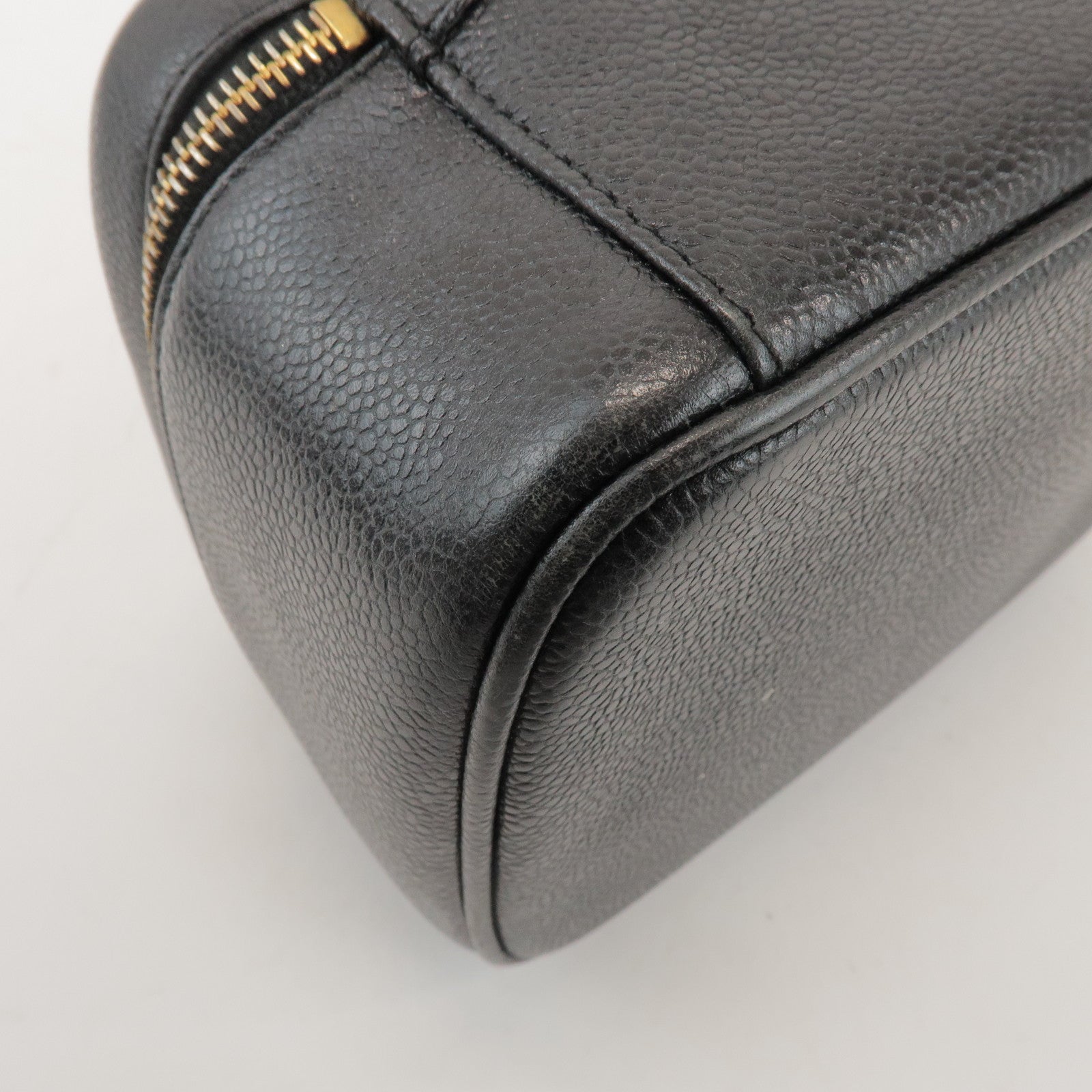 CHANEL COCO Mark Caviar Leather Vanity Bag Hand Bag Black A01997