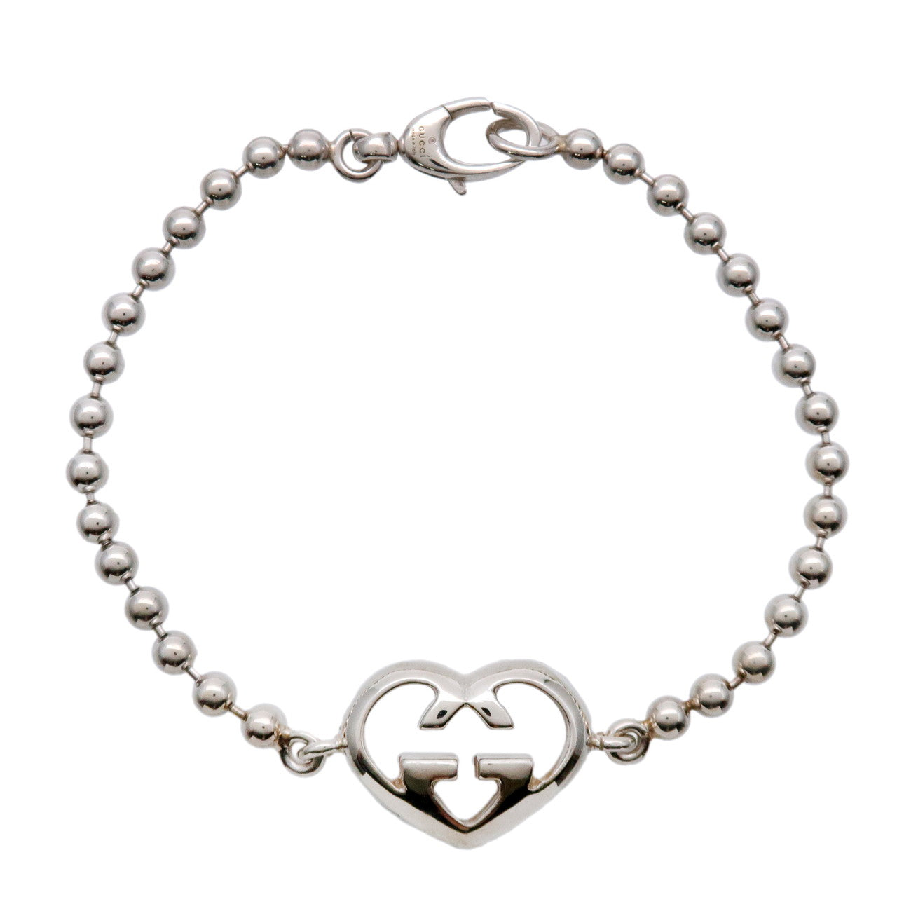 GUCCI Lovely Heart Love Britt Beads Bracelet SV925 Silver 246575