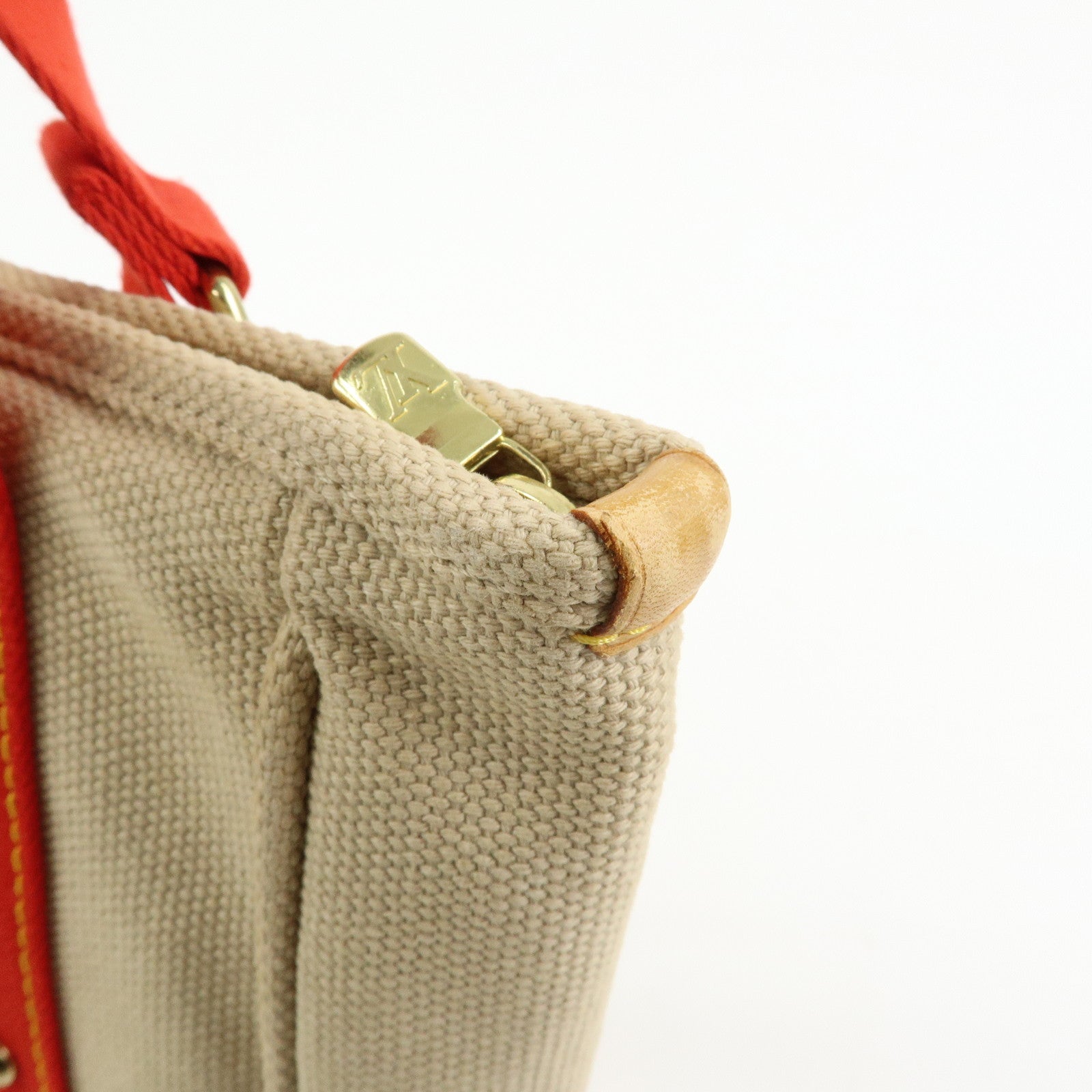 Louis Vuitton Antigua Cabas MM Canvas Leather Tote Bag Beige M40035