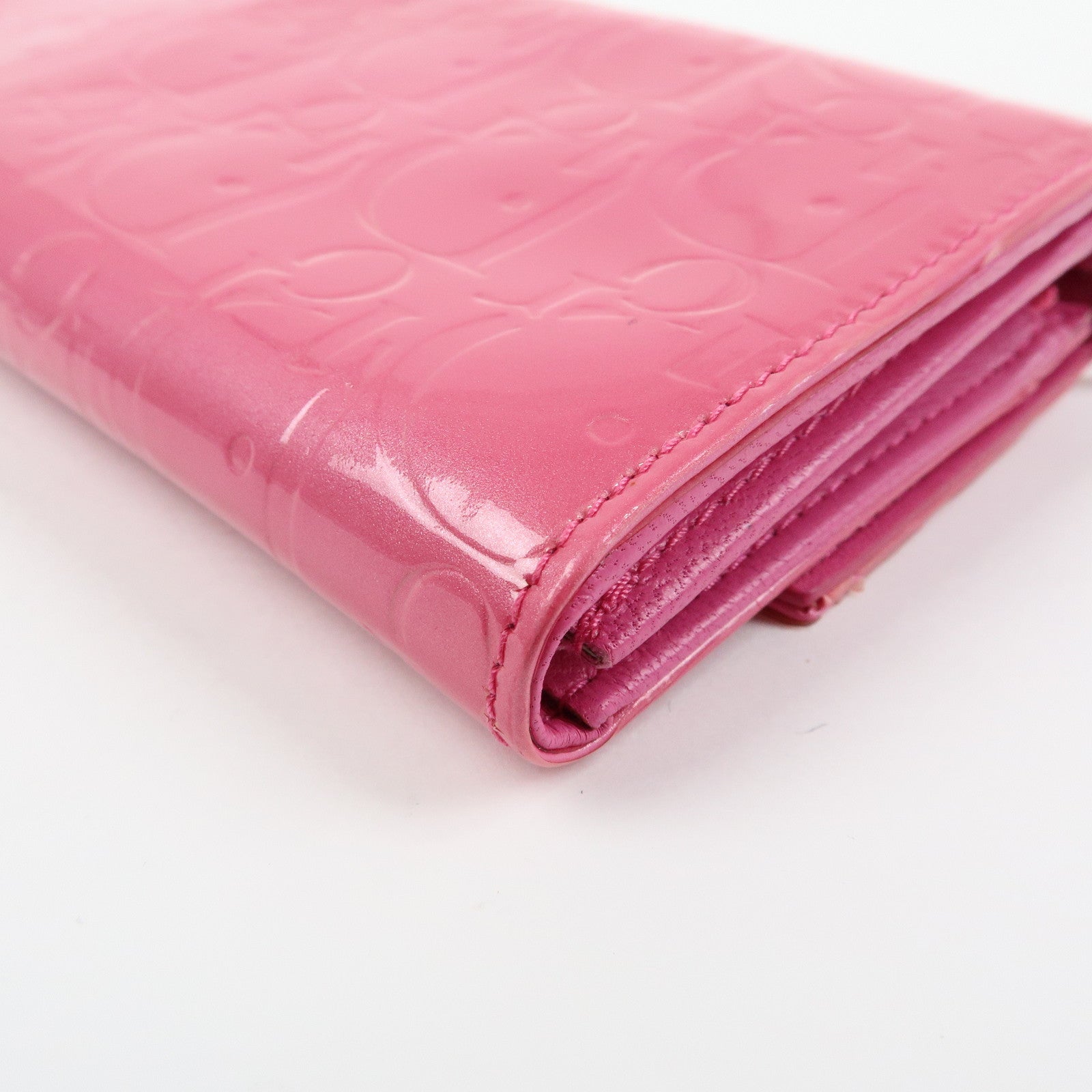 Christian Dior Trotter Patent Leather Chain Wallet WOC Pink