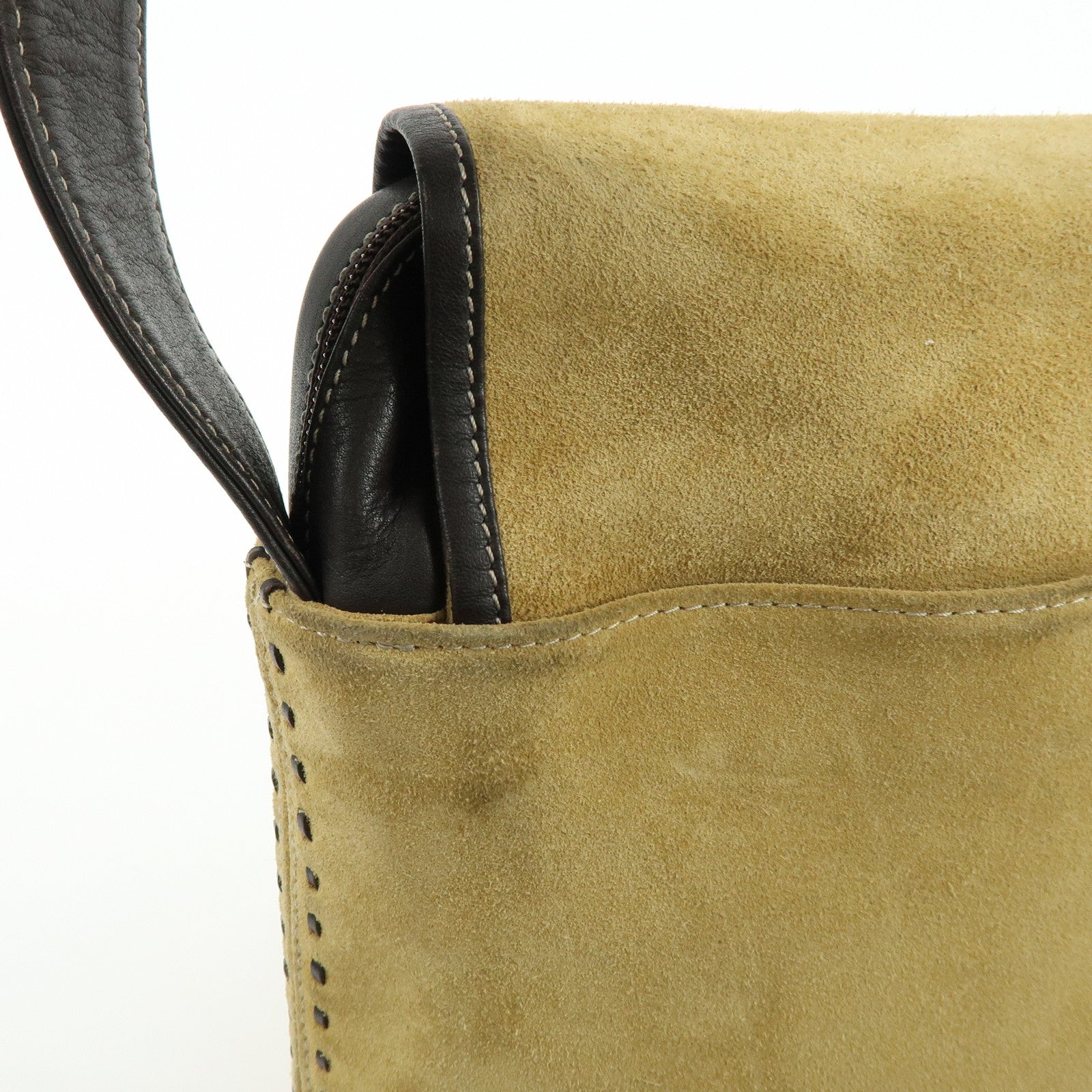 LOEWE Anagram Suede Leather Shoulder Bag Crossbody Bag Beige