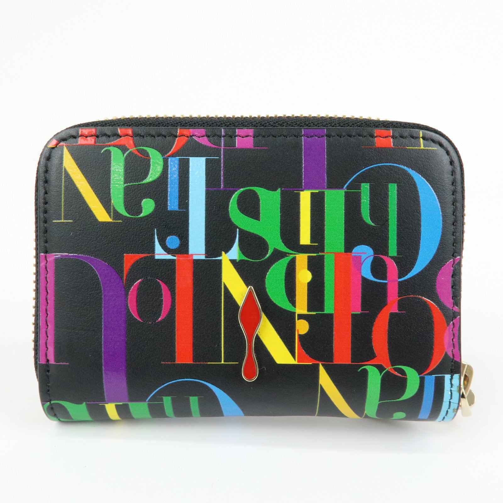 希少 Christian Louboutin マルチカラー ケース Christian Louboutin Leather Card Case Coin Case Black Multicolor
