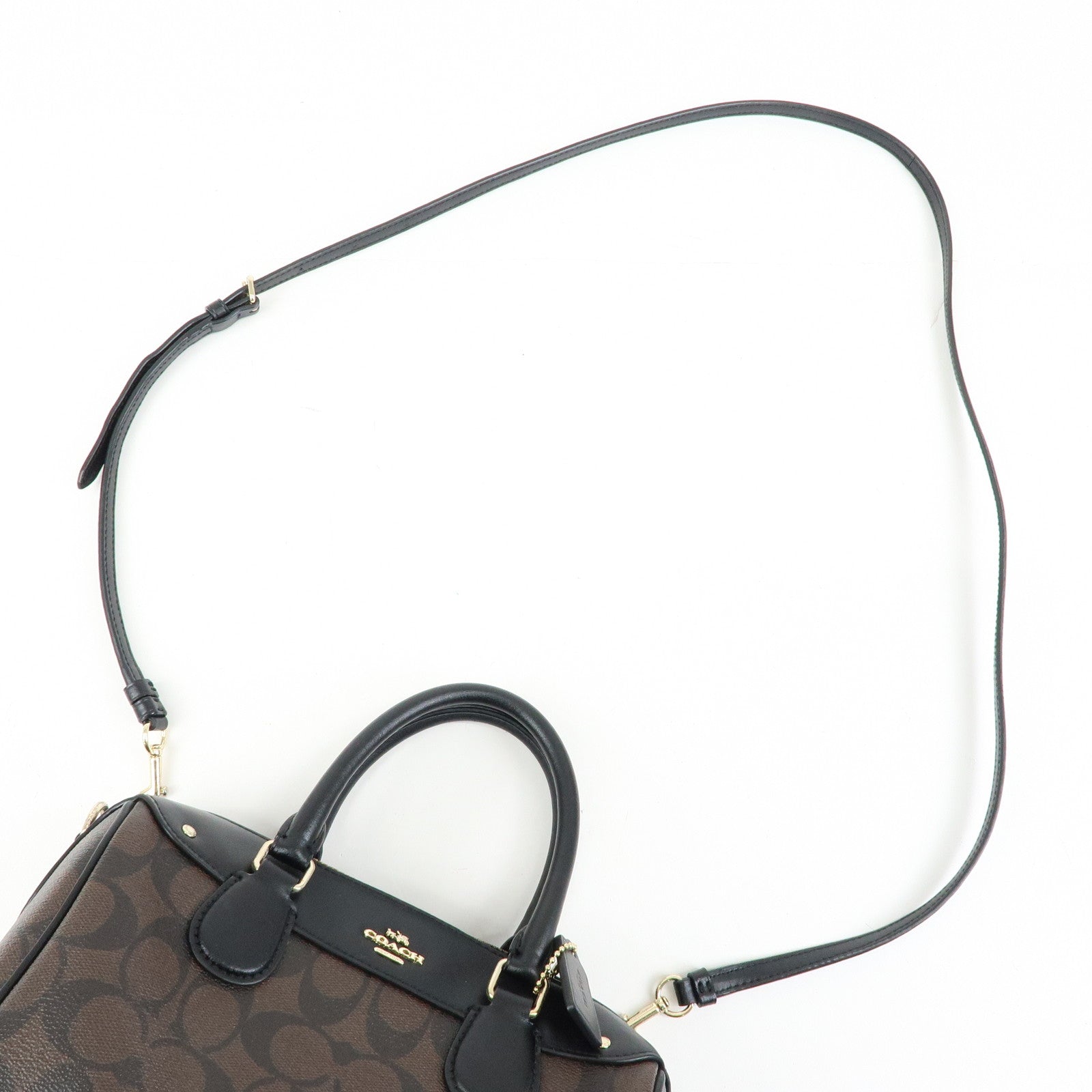 COACH Signature PVC Leather 2Way Shoulder Bag Hand Bag Dark Brown