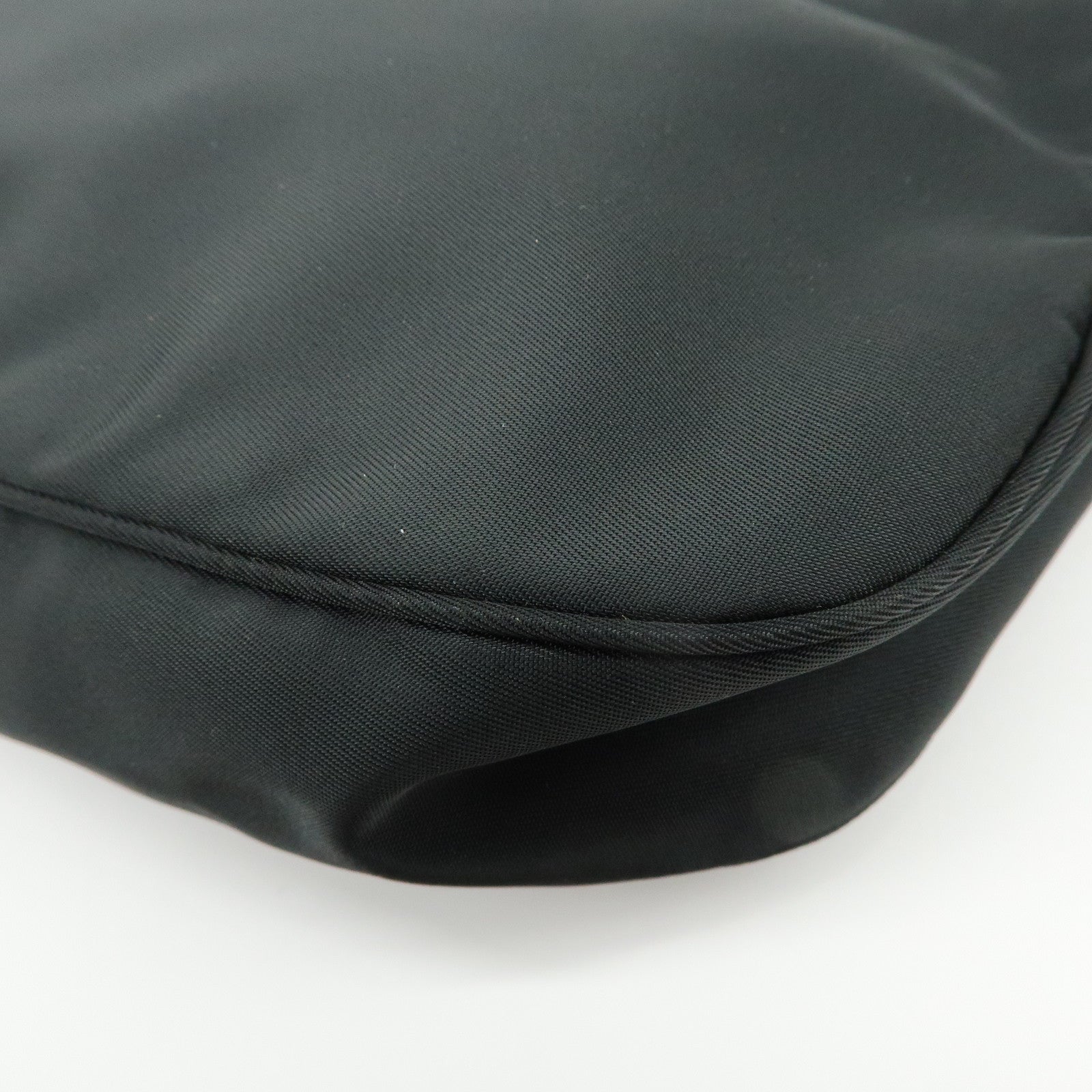 PRADA Triangle Logo Leather Shoulder Bag Hand Bag Black