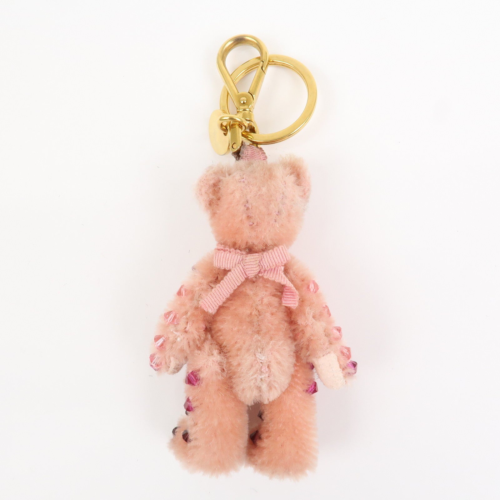 PRADA Logo Bear Motif Bag Charm Key Holder Bijou Pink