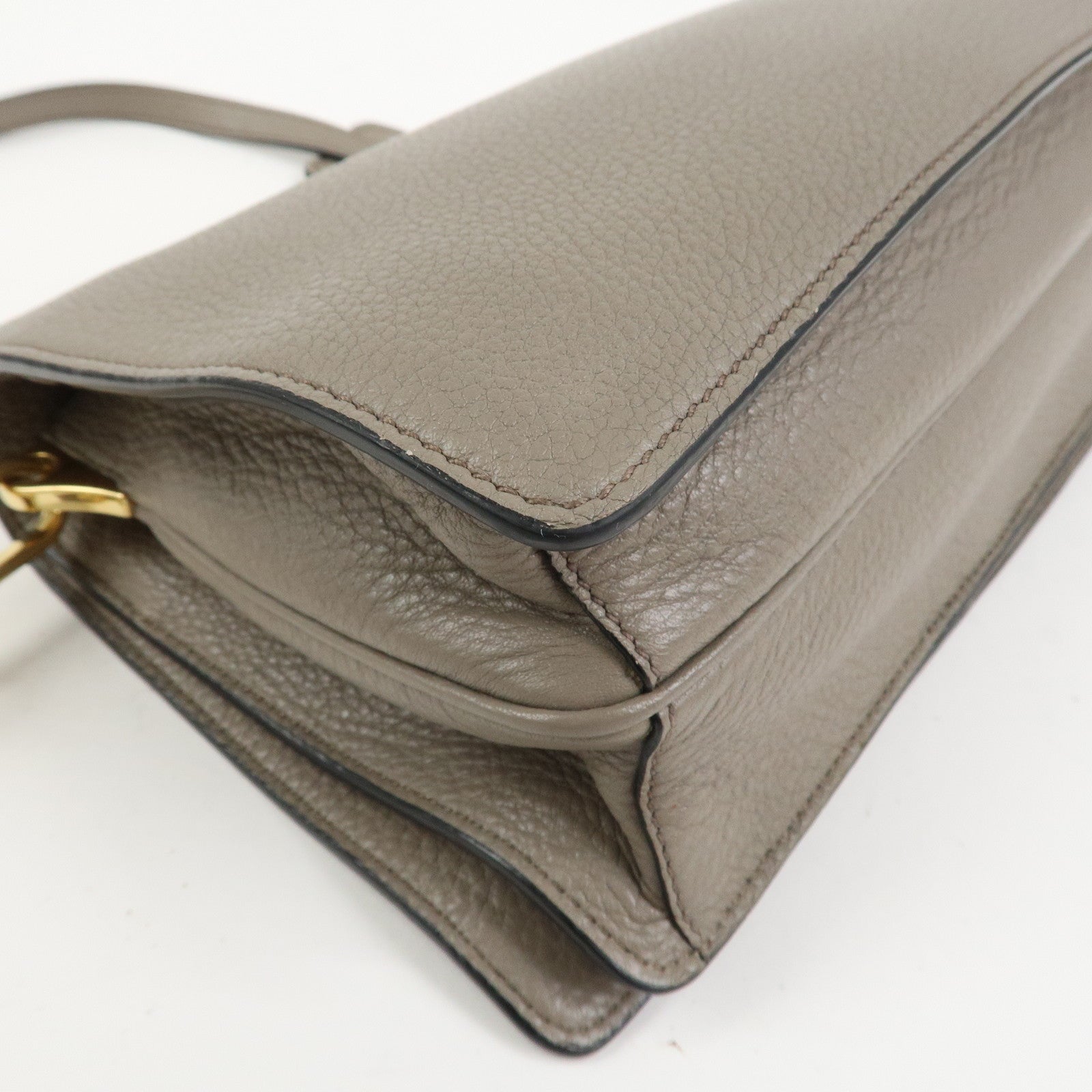 PRADA Leather Shoulder Bag Crossbody Bag Gray 1BH031