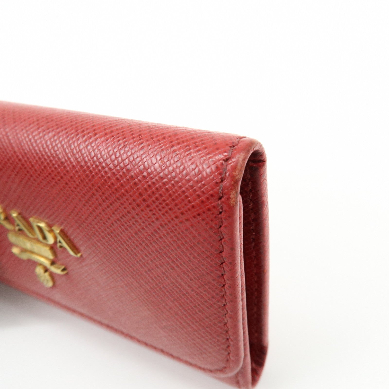 PRADA Set of 2 Saffiano Leather Key Case Red 1PG004/1PG222