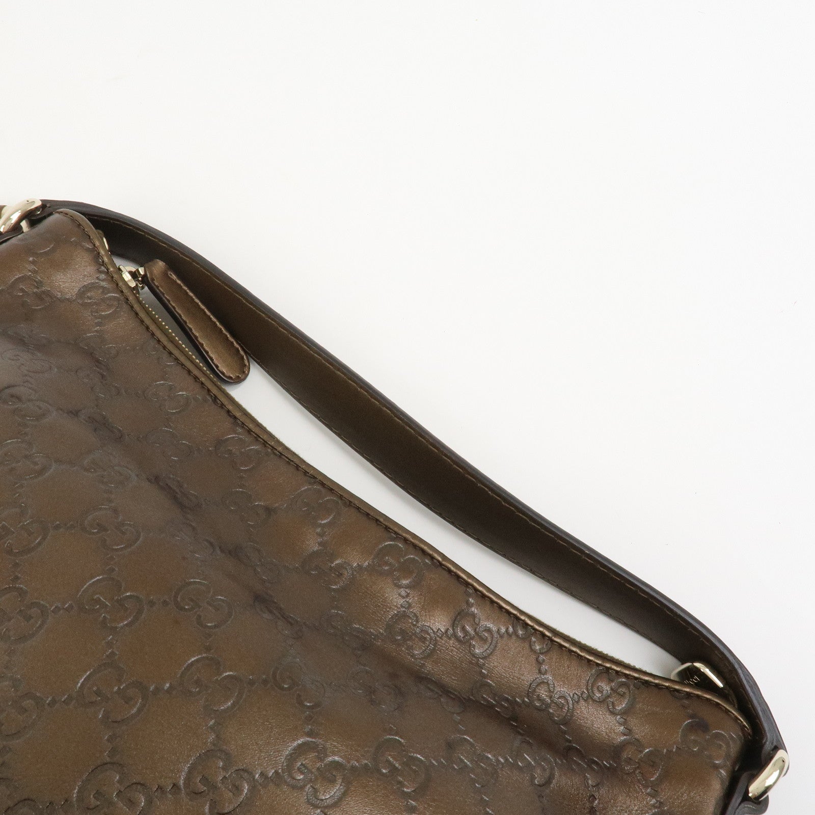 GUCCI Guccissima Bamboo Leather Shoulder Bag Hand Bag Bronze 269959