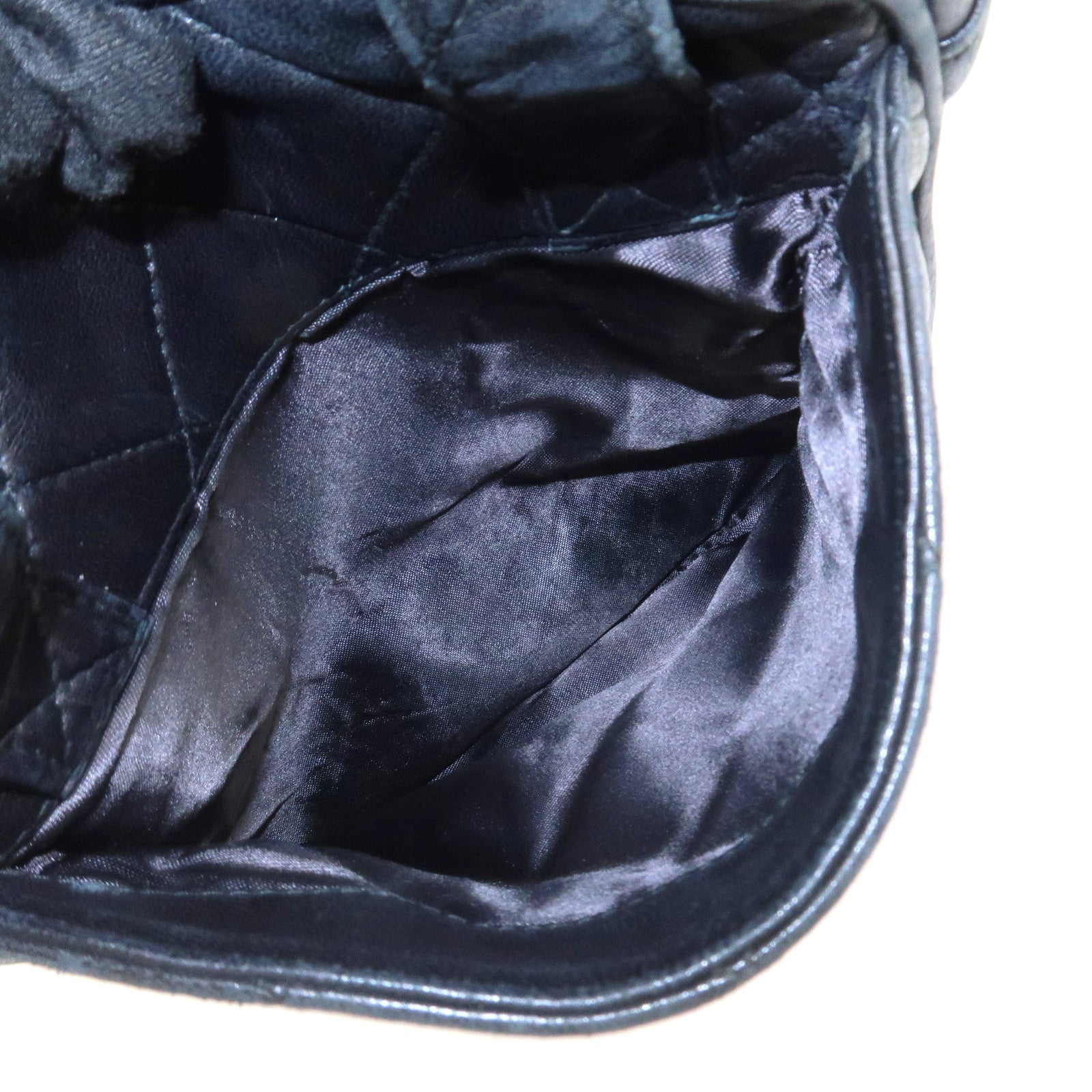 CHANEL Matelasse COCO Mark Lamb Skin Hand Bag Black