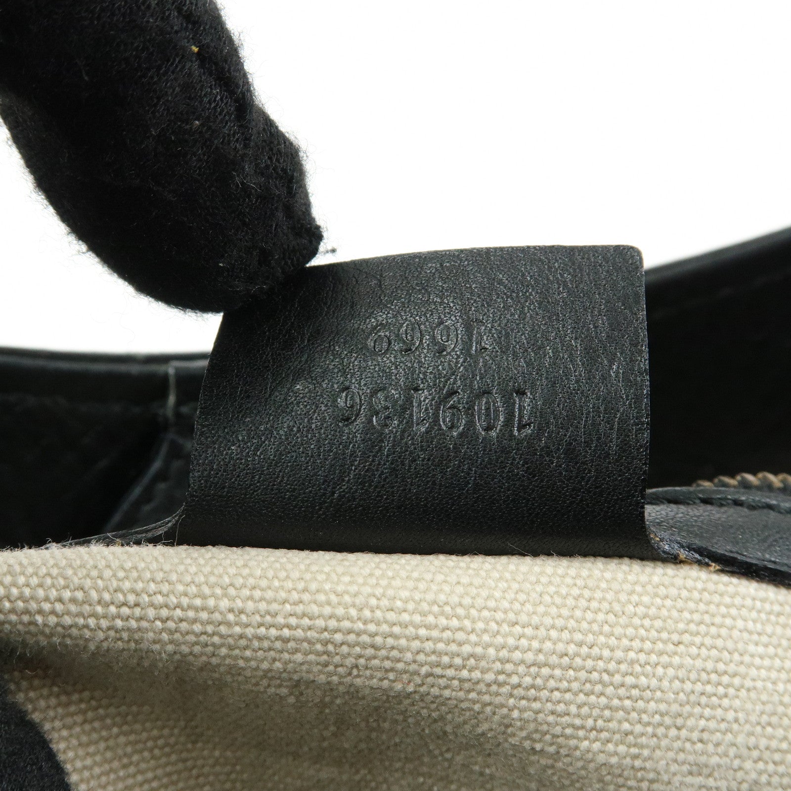 GUCCI Bamboo Leather Bamboo Hand Bag Black 109136
