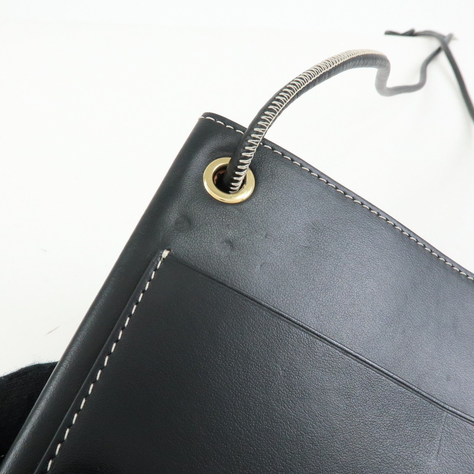 BURBERRY Leather Shoulder Bag Flat Pouch Crossbody Bag Black