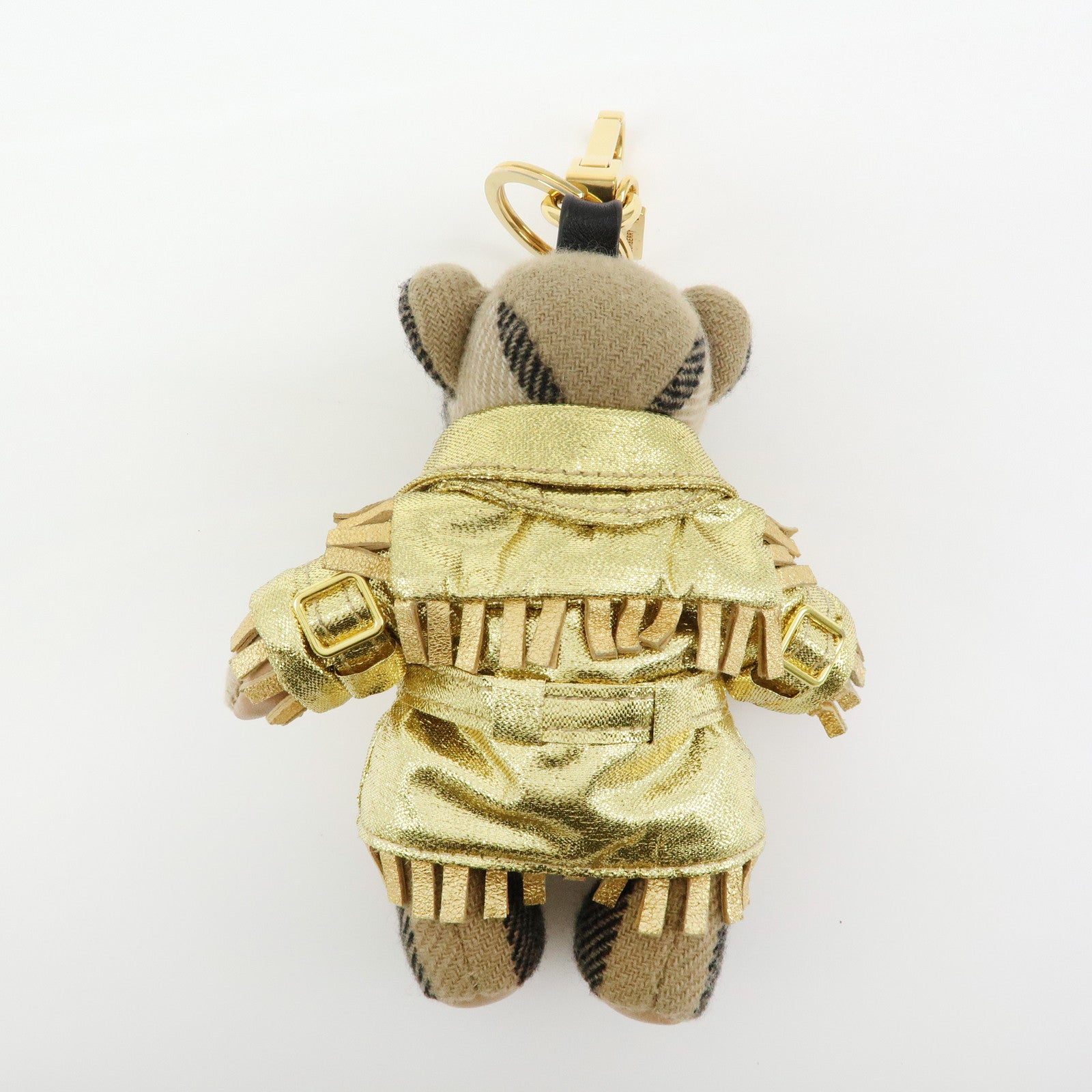 BURBERRY Thomas Bear Nova Plaid Canvas Leather Bag Charm Key Holder