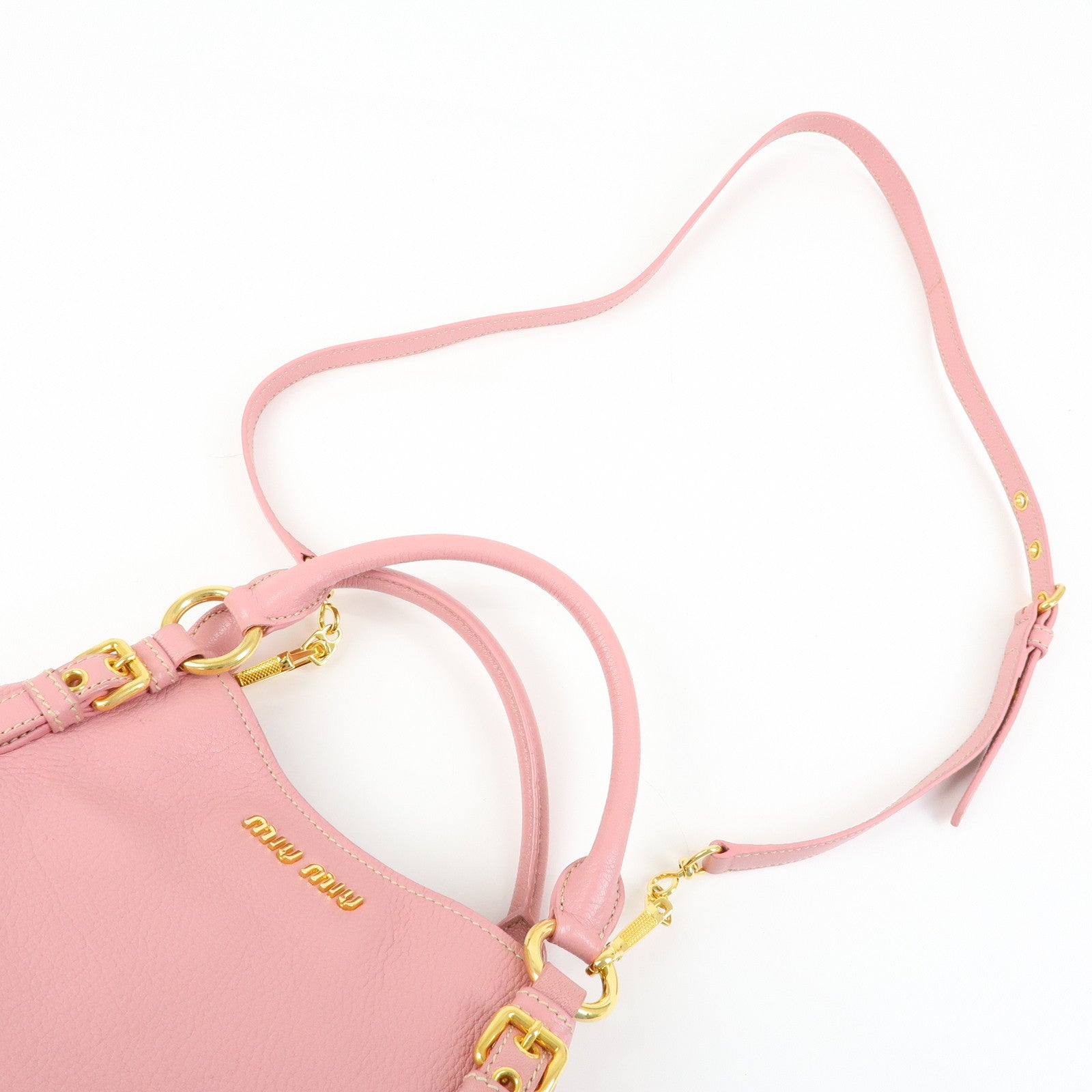 MIU MIU Madras Leather 2Way Shoulder Bag Hand Bag Pink RN0886