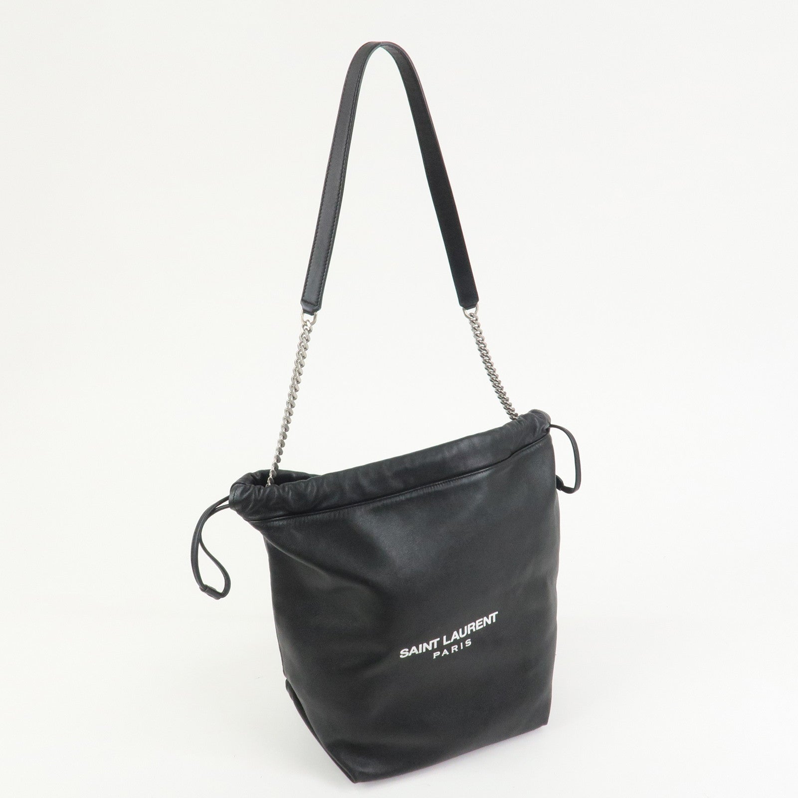 SAINT LAURENT PARIS TEDDY Lamb Skin Shoulder Bag Black 538447