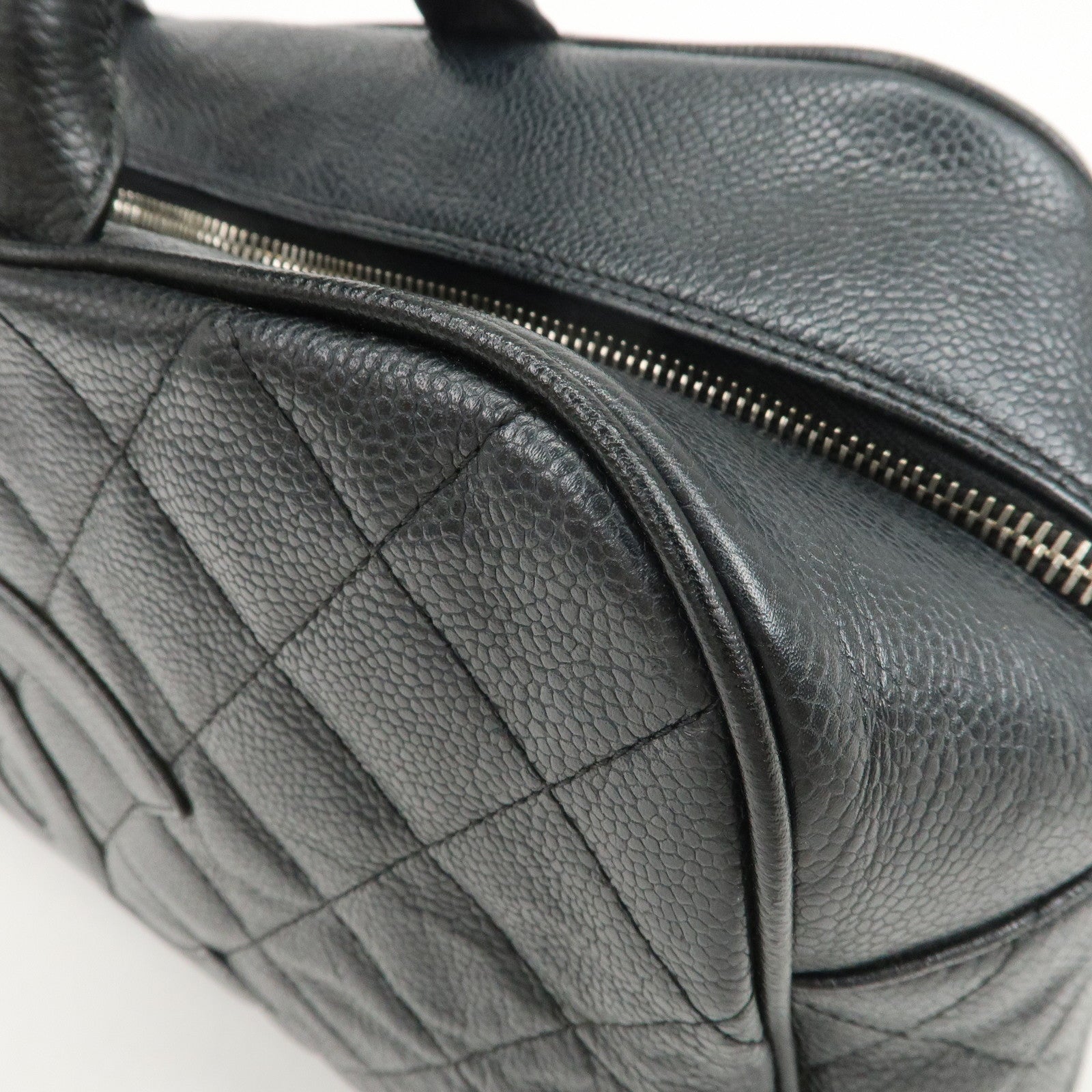 CHANEL Matelasse Caviarskin Boston Bag Hand Bag Black A20997