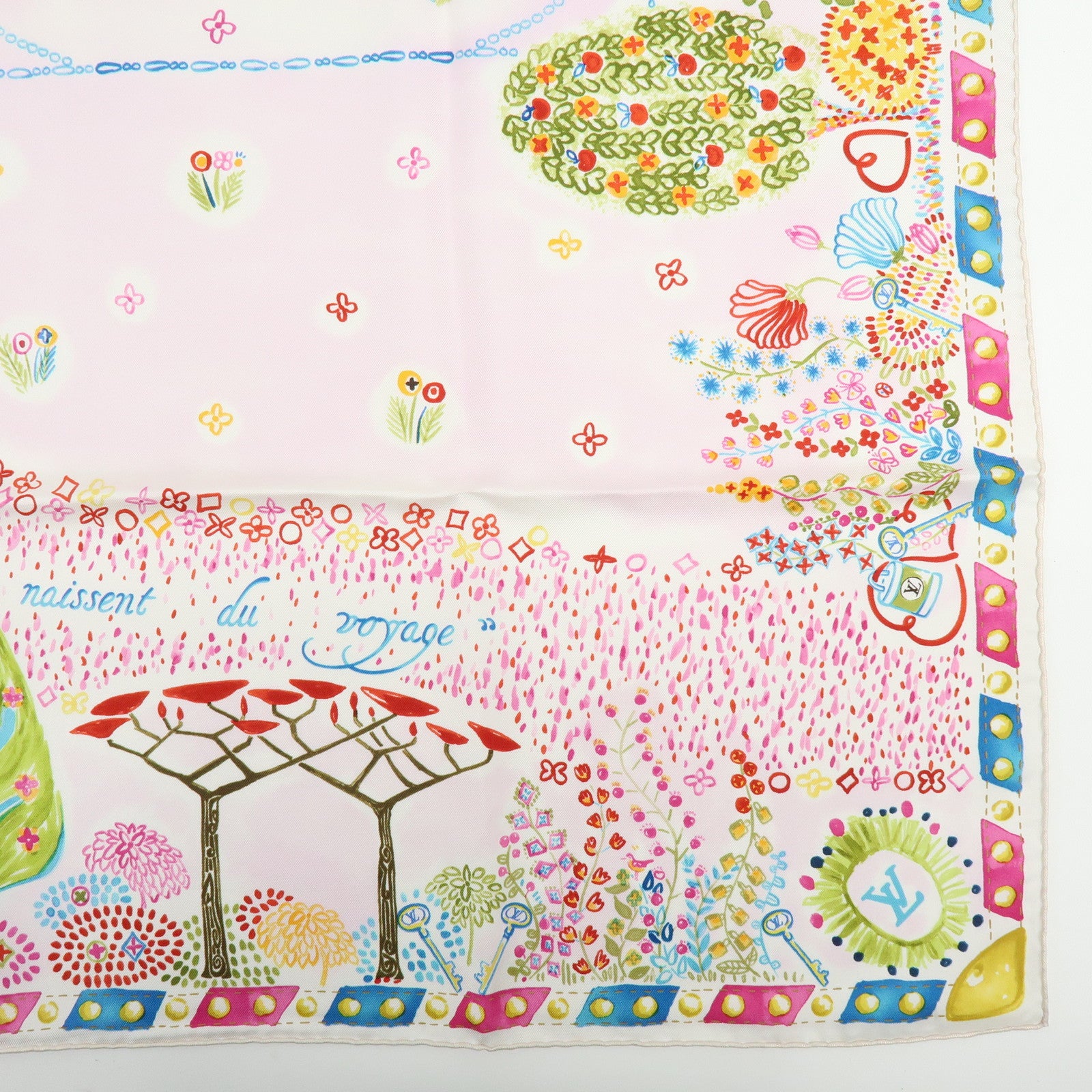 Louis Vuitton Silk 100% Scarf Voyage Autour De Ma Malle M72898