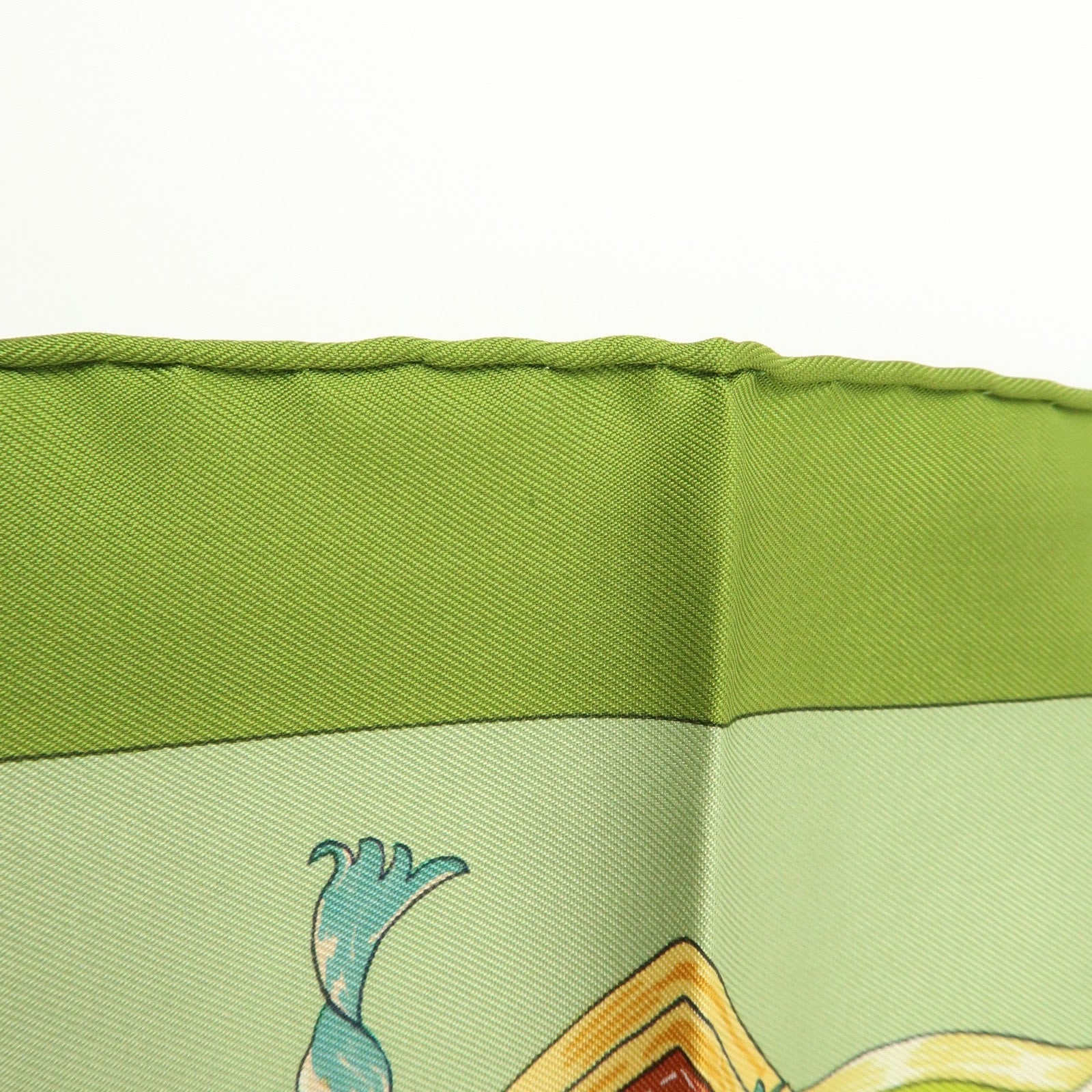 HERMES Carre90 Silk100% Scarf Mon Ami Pierrot Green Yellow Beige