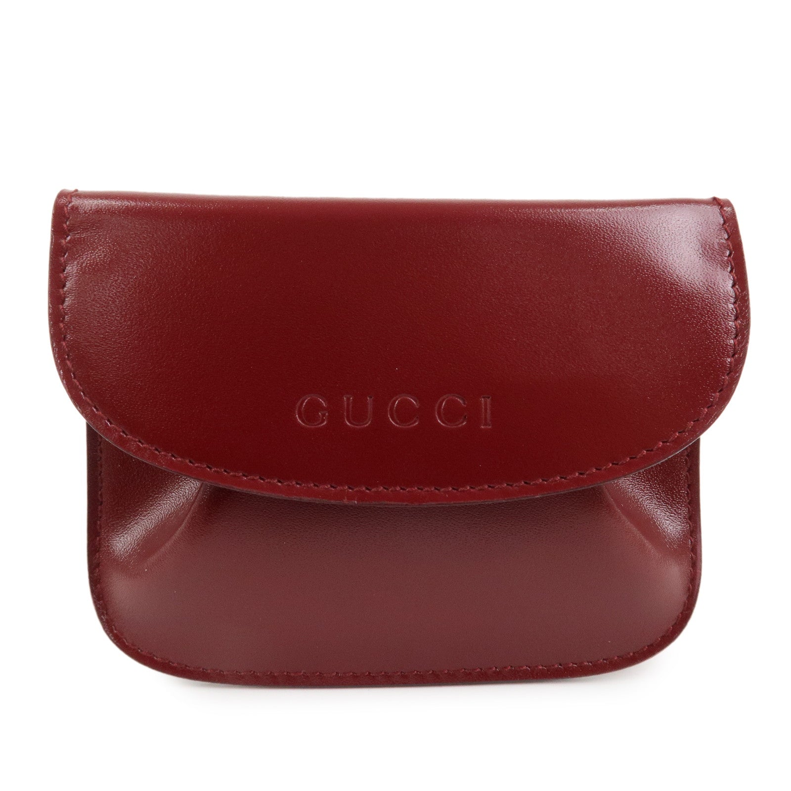 GUCCI Logo Leather Coin Case Coin Purse Red 030.2091
