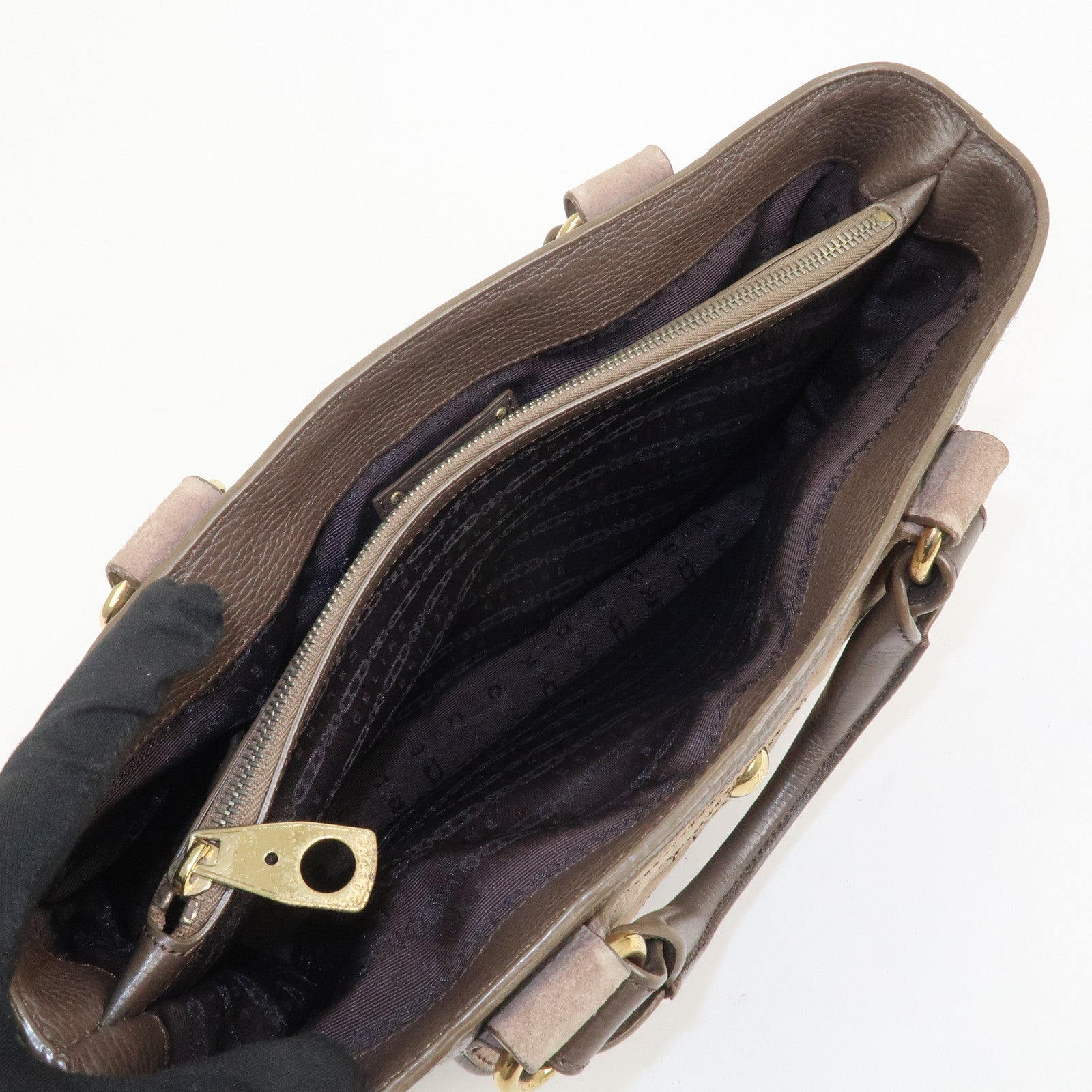 CELINE Boogie Bag Suede Leather Hand Bag Beige Brown