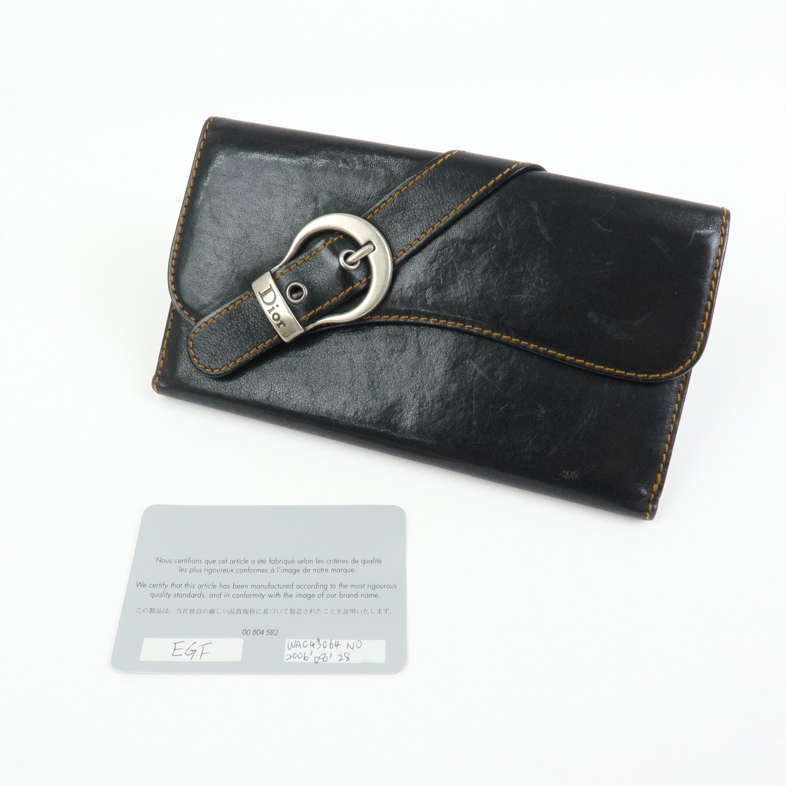 Christian Dior Gaucho Leather Long Wallet Belt Black