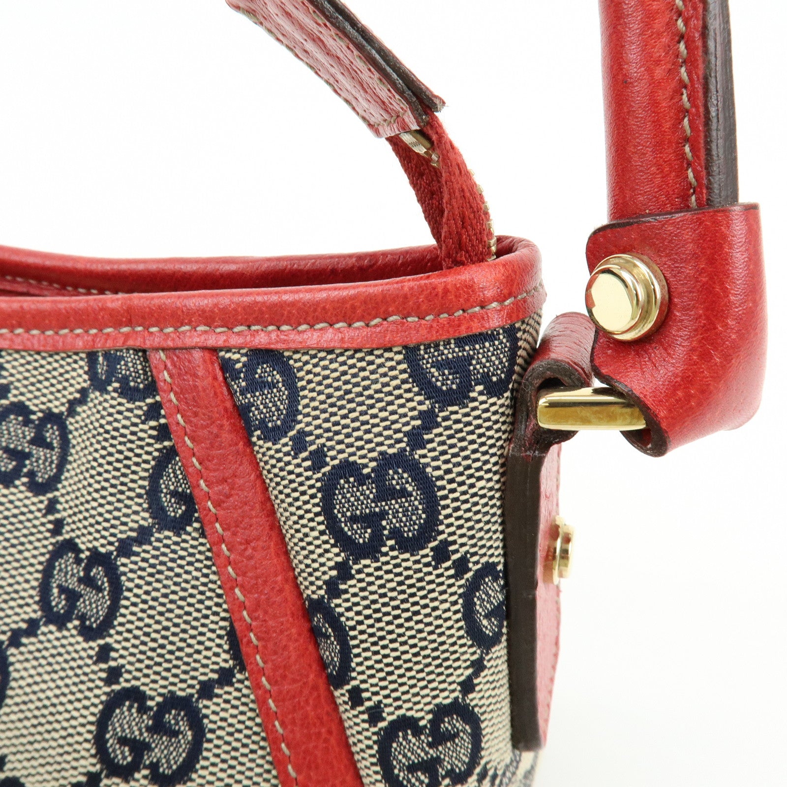 GUCCI Abbey GG Canvas Leather Shoulder Hand Bag Beige Red 130939
