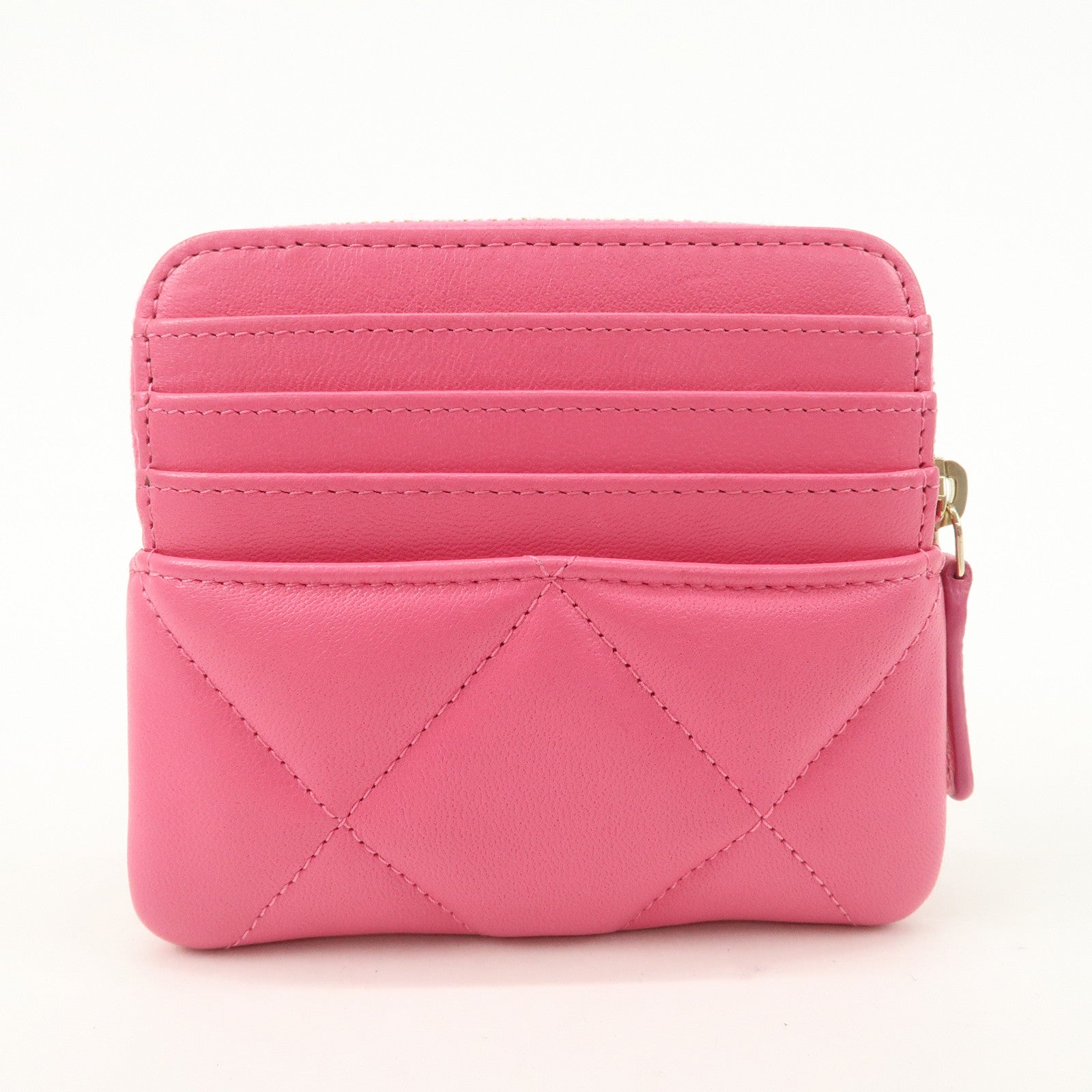 CHANEL Matelasse Leather Zippy Coin Wallet Coin Purse Pink AP2086