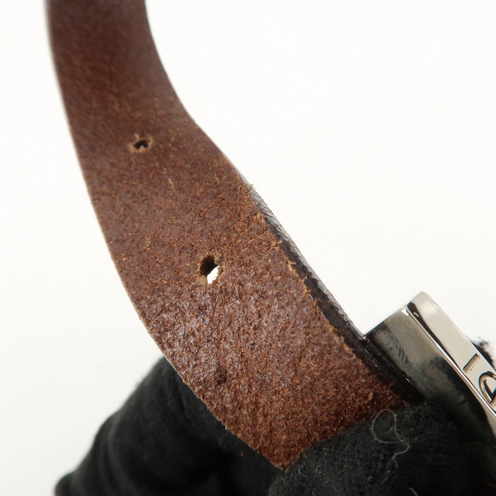 FENDI Mamma Baguette Suede Leather Shoulder Bag Silver HDW 26325 Used