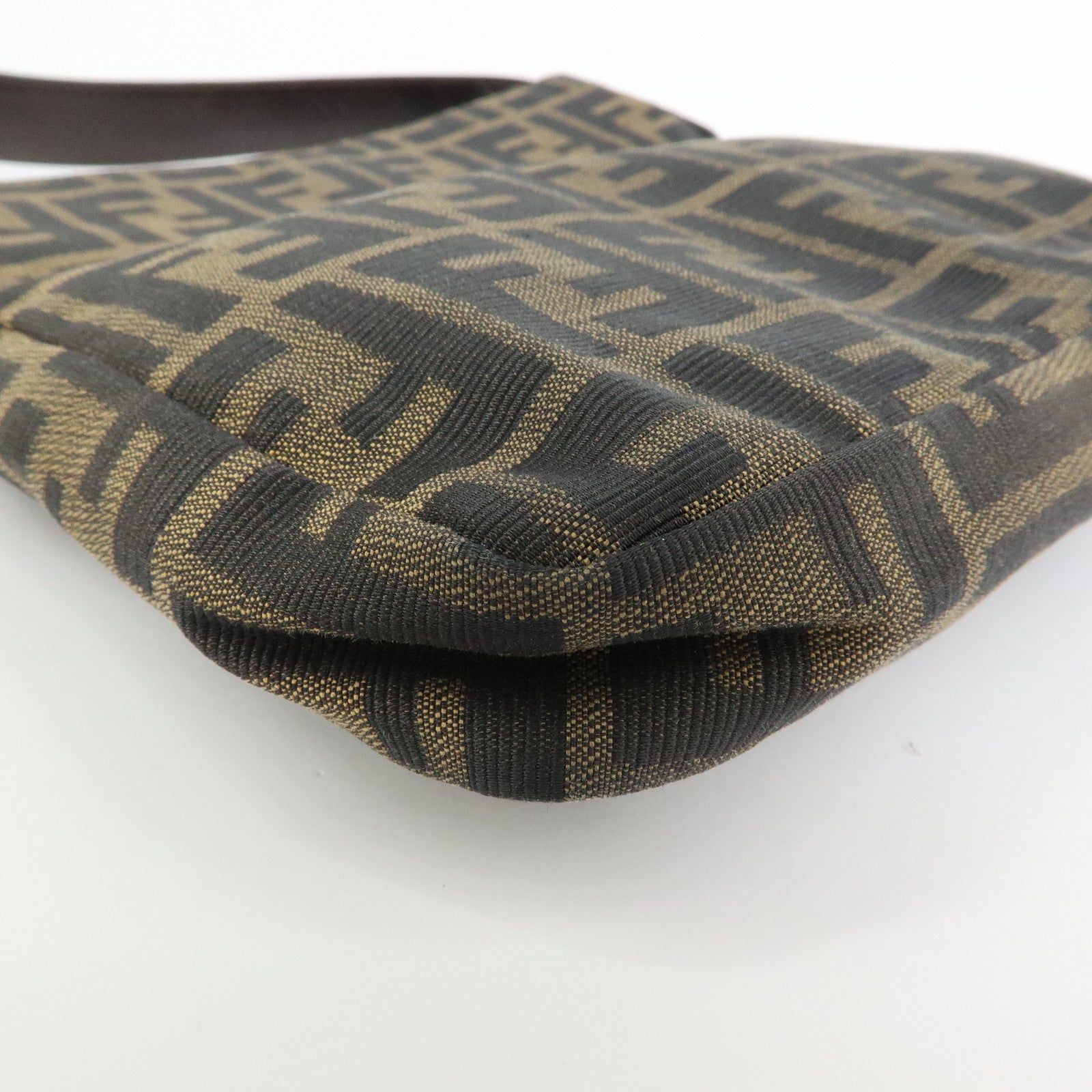 FENDI Zucca Canvas Leather Shoulder Bag Brown