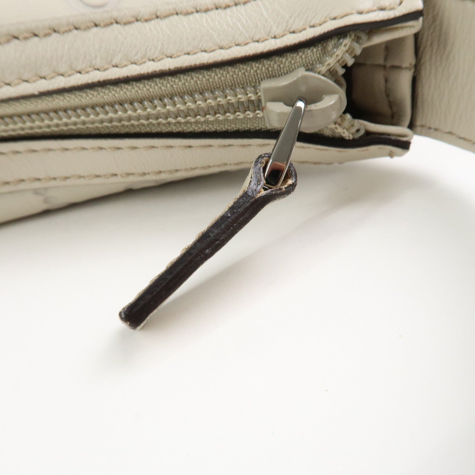 GUCCI Sherry Guccissima Leather Shoulder Bag Hand Bag Ivory 293596