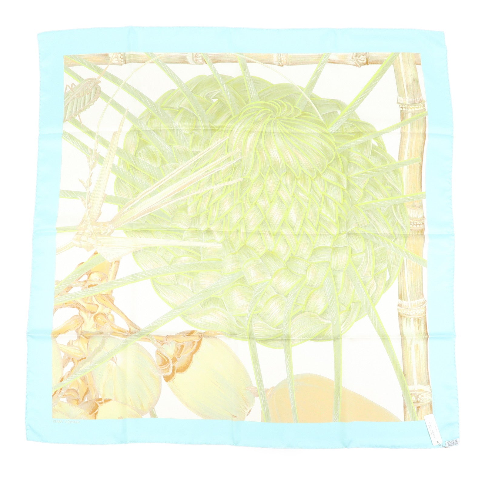 HERMES HERMES Carre 90 Silk 100% Scarf Jardin Creole Green Blue