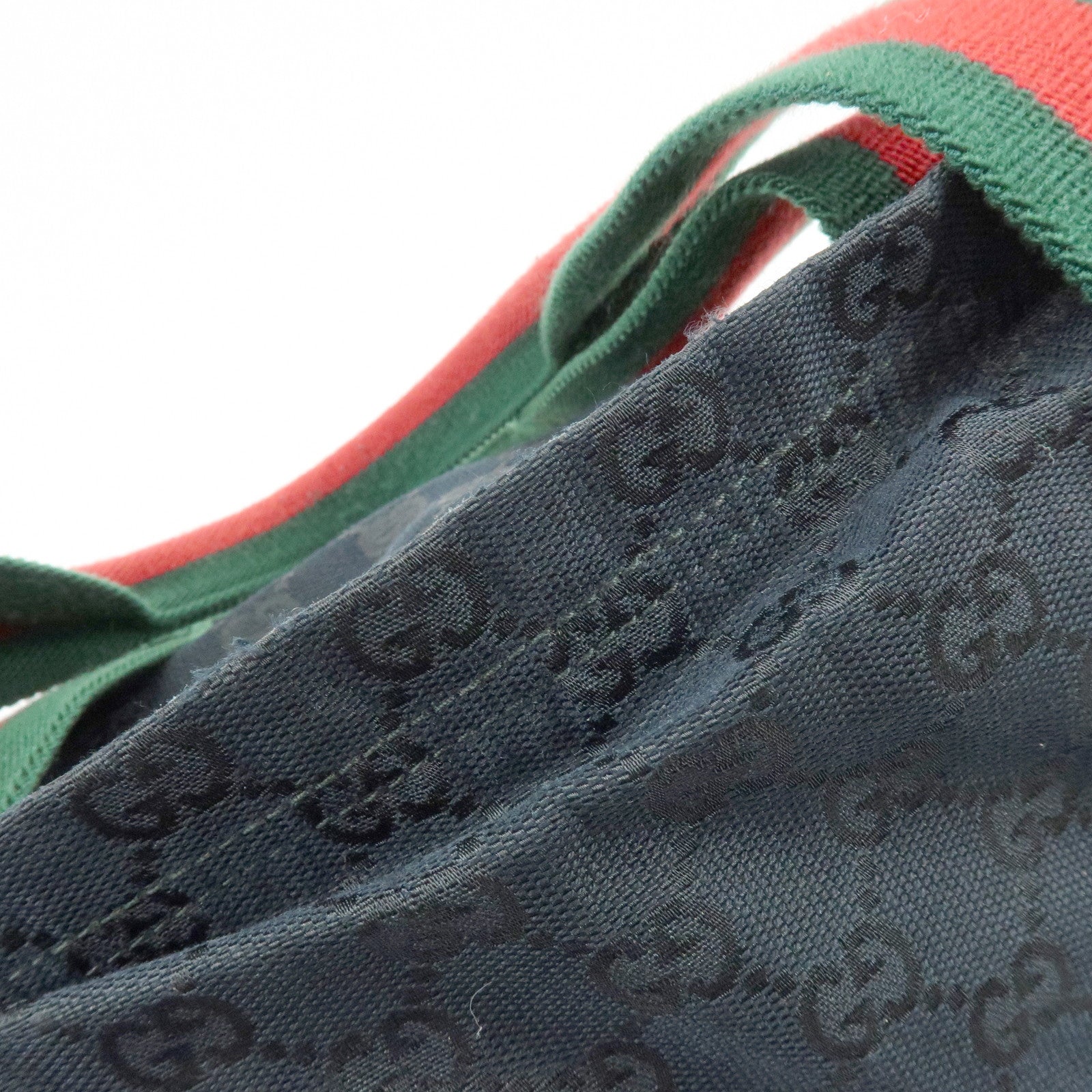 GUCCI Sherry GG Canvas Leather Tote Bag Shoulder Bag Black