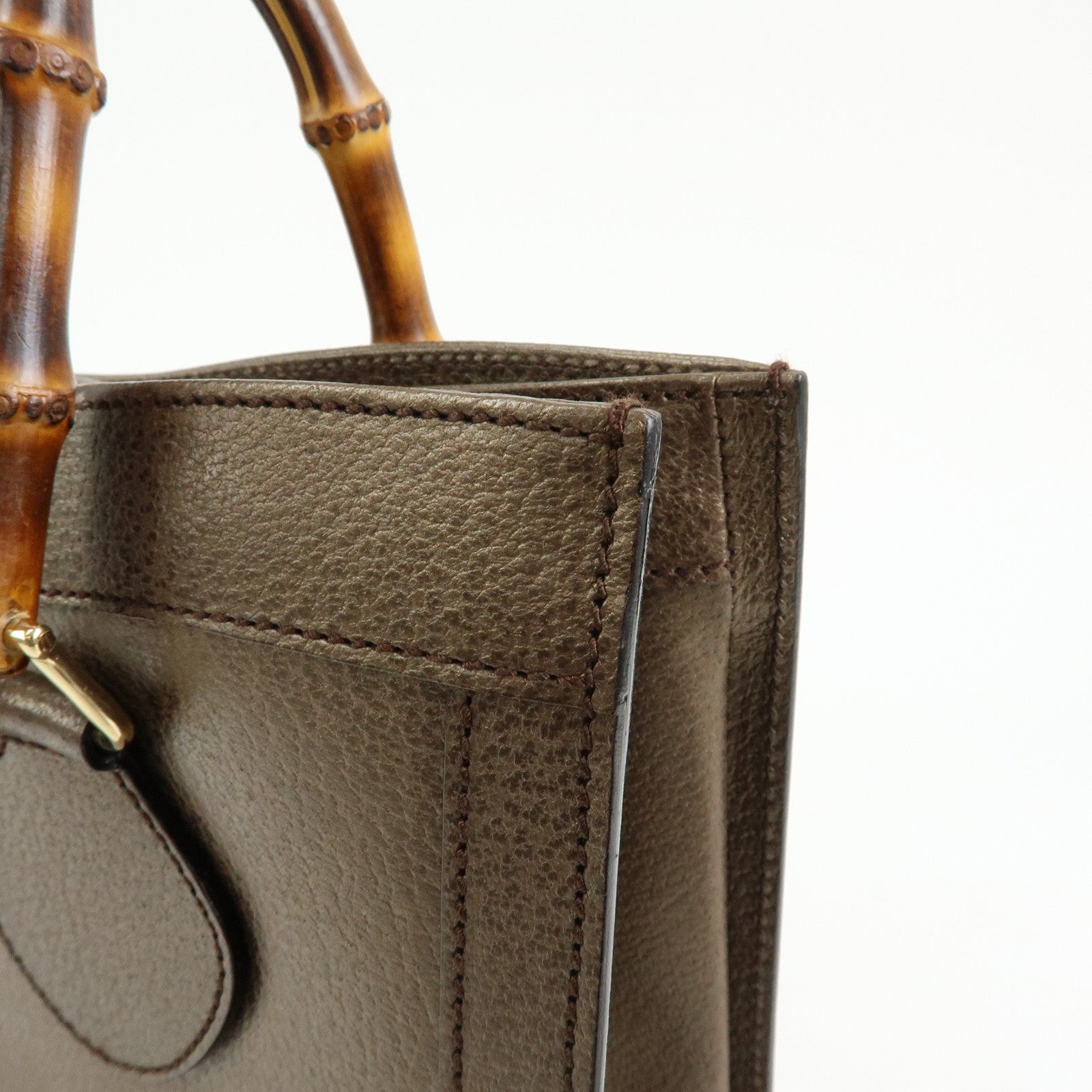 GUCCI Calf Leather Tote Bag Hand Bag Brown 002・1998・0260