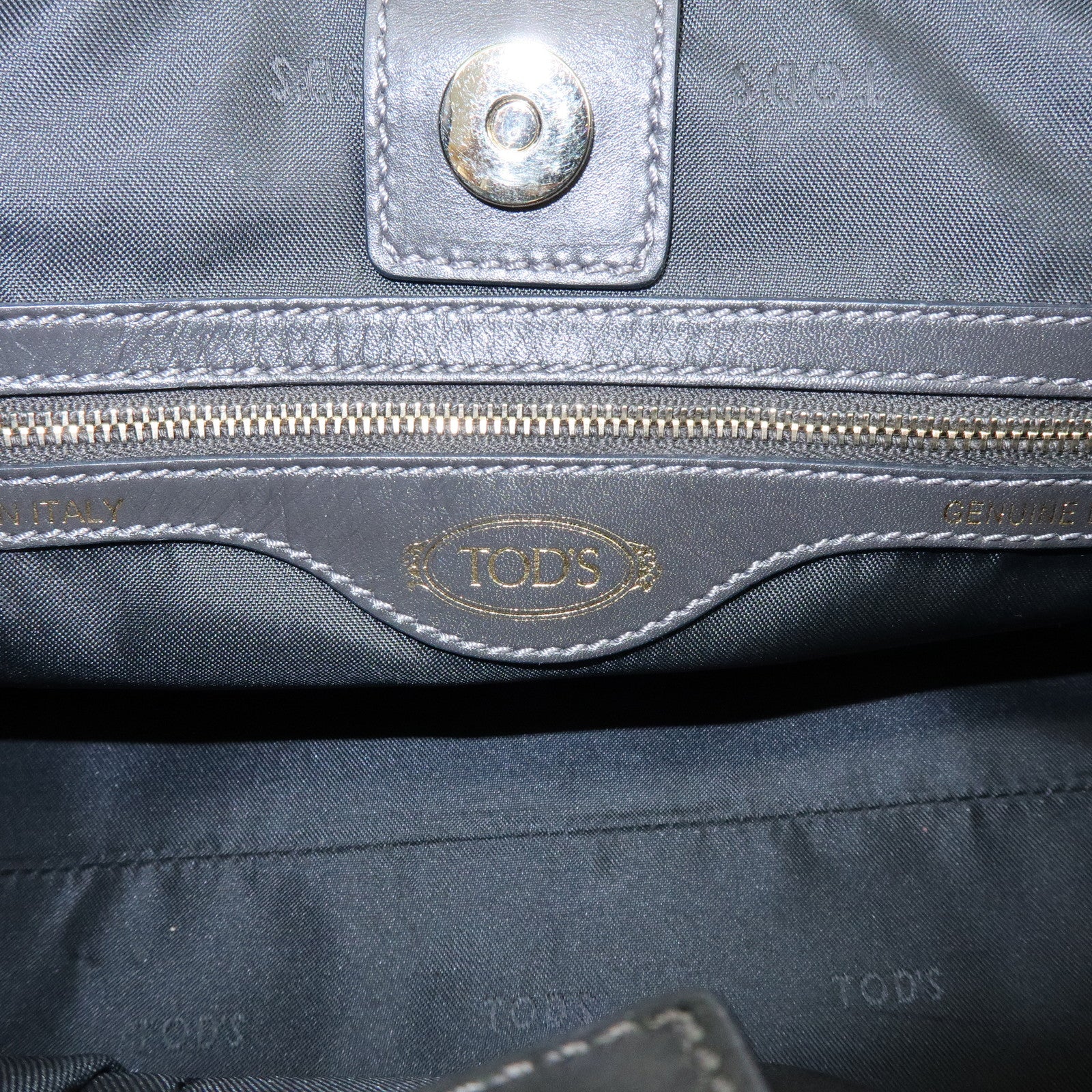 TOD’S D Cube Leather 2Way Bag Hand Bag Shoulder Bag Dark Gray