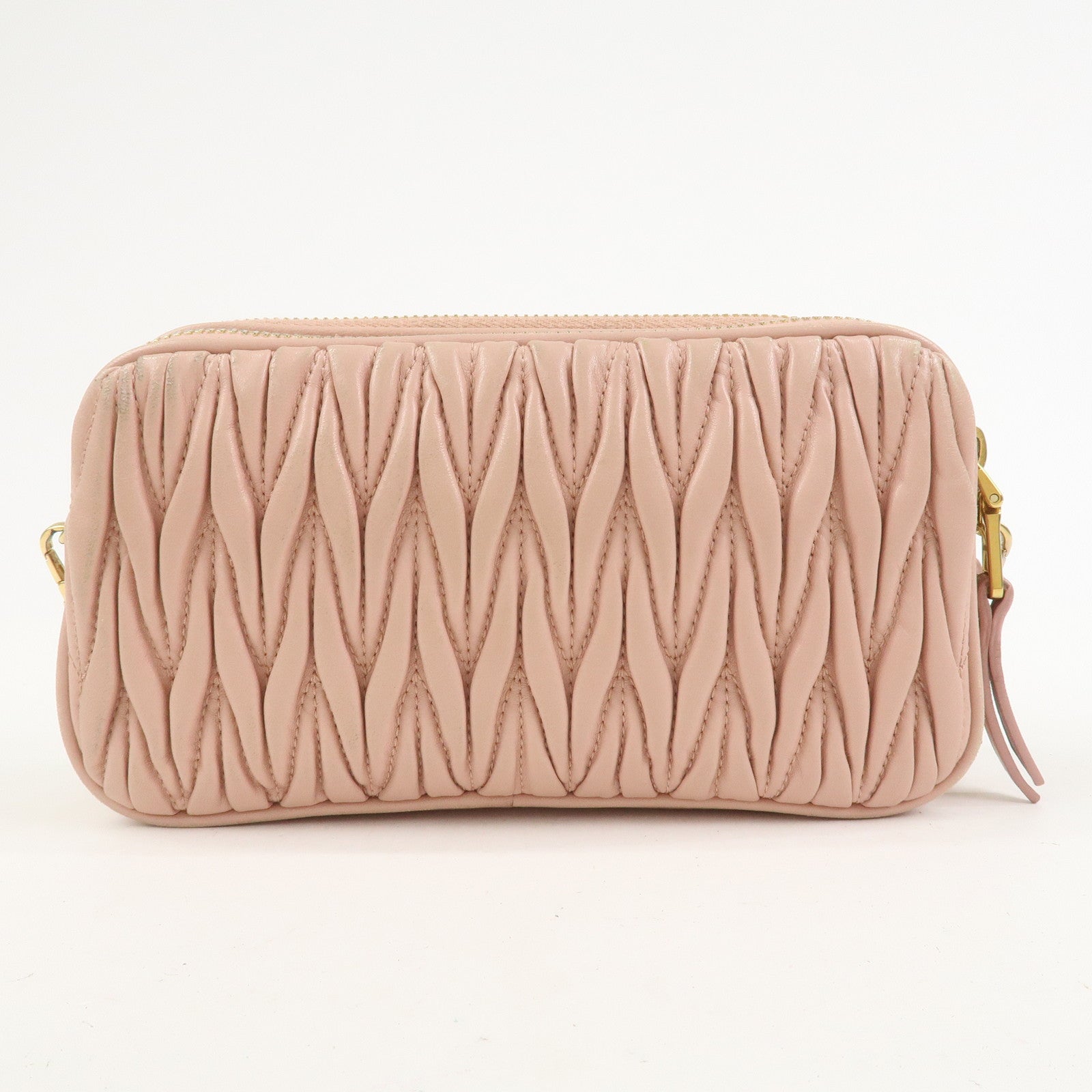MIU MIU Matelasse Leather Chain Shoulder Bag Crossbody Bag Pink