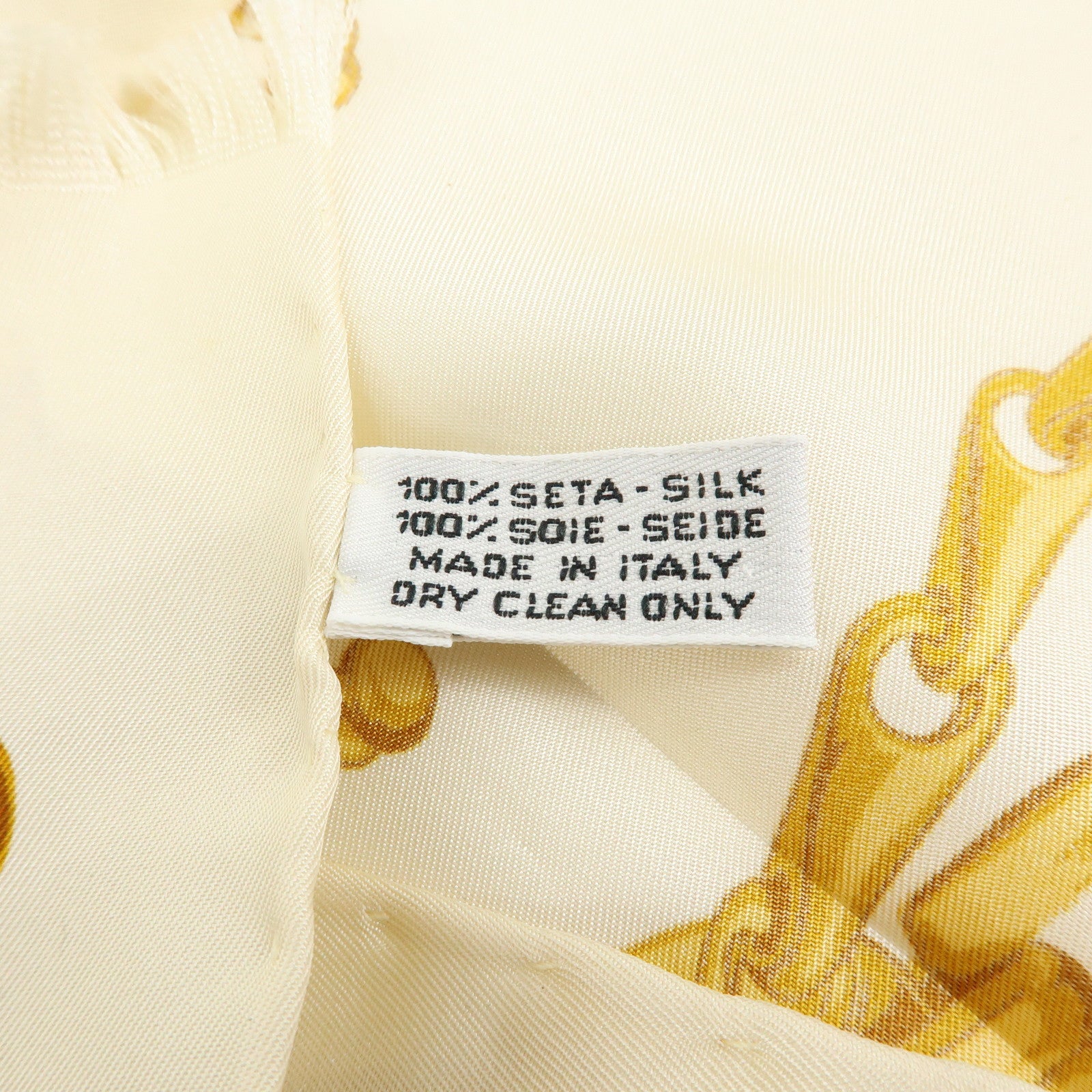 CELINE Macadam Chain Patten Silk 100% Scarf Ivory Gold
