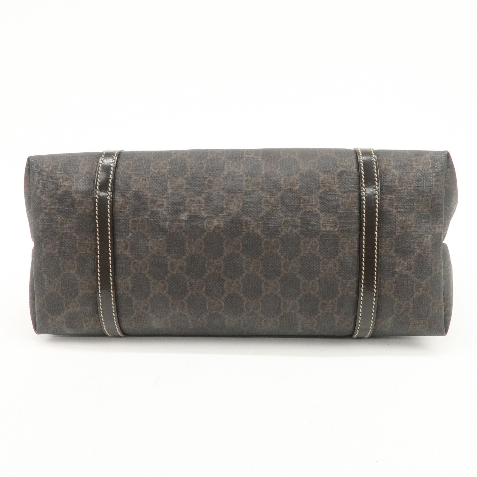 GUCCI GG Supreme Patent Leather Tote Bag Hand Bag Brown 197953