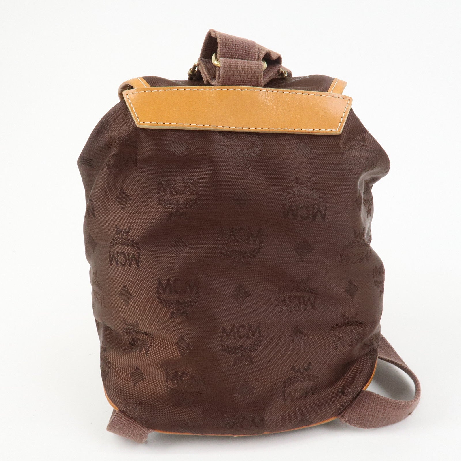 MCM Visetos Nylon Leather Backpack Rucksack Brown