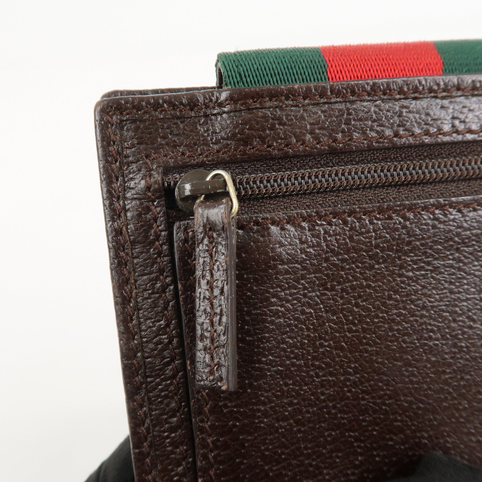 GUCCI Sherry GG Canvas Leather Bifold Compact Wallet Beige 181670